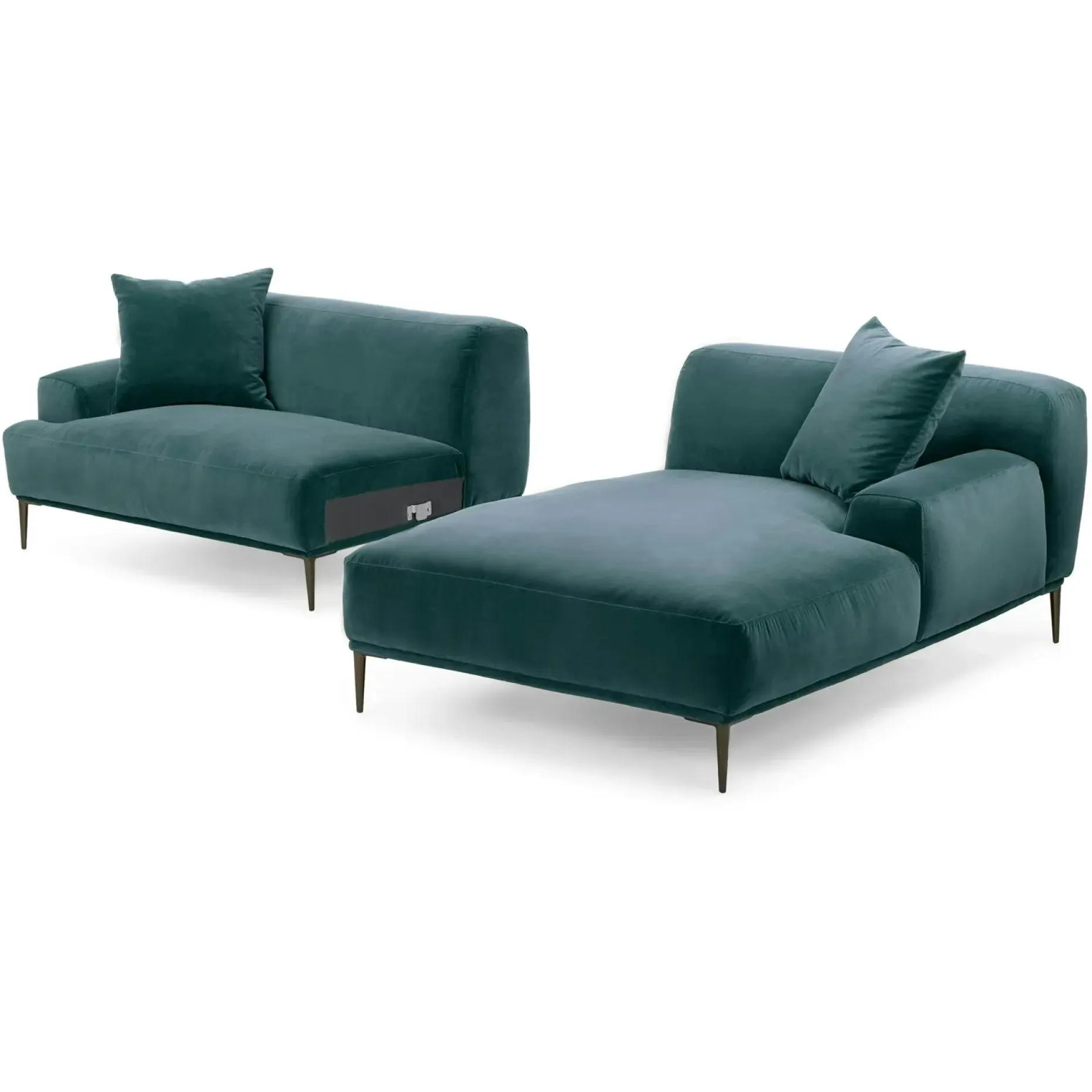 Abisko 94.5" Velvet Right Sectional - Plush Pacific Blue