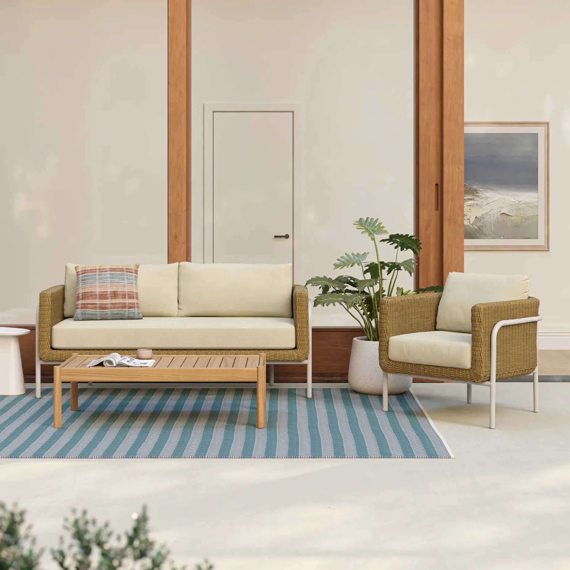 Aby 33" Outdoor Lounge Chair - Dravite Ivory
