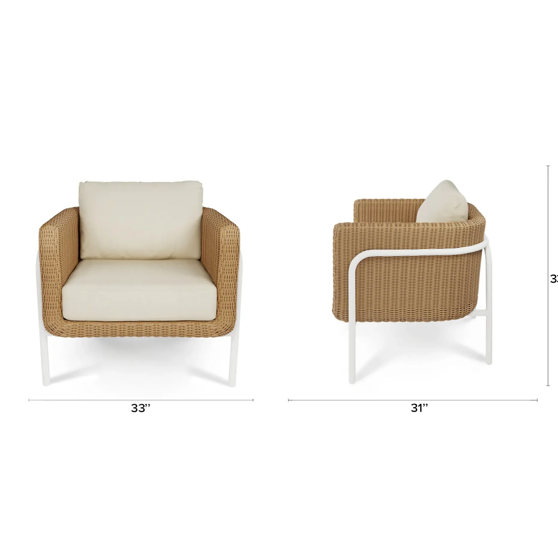 Aby 33" Outdoor Lounge Chair - Dravite Ivory