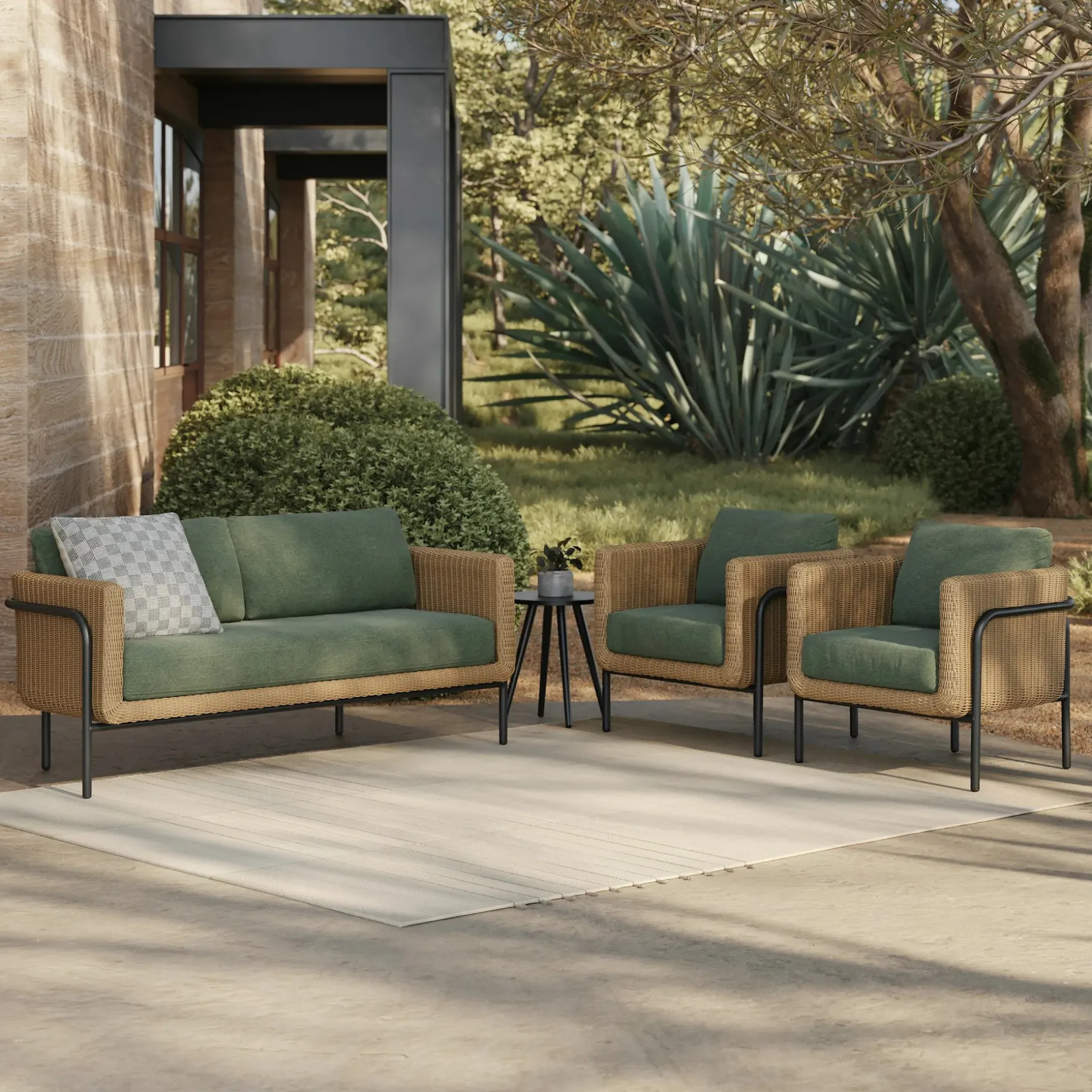 Aby 69.5" Outdoor Loveseat Set - Dravite Green