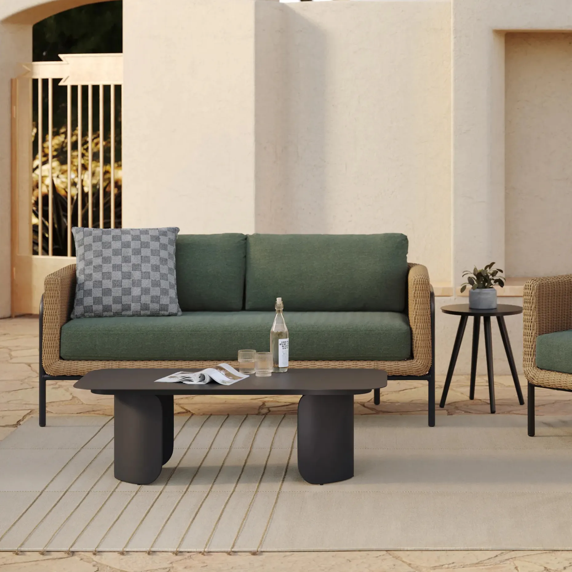 Aby 69.5" Outdoor Loveseat Set - Dravite Green