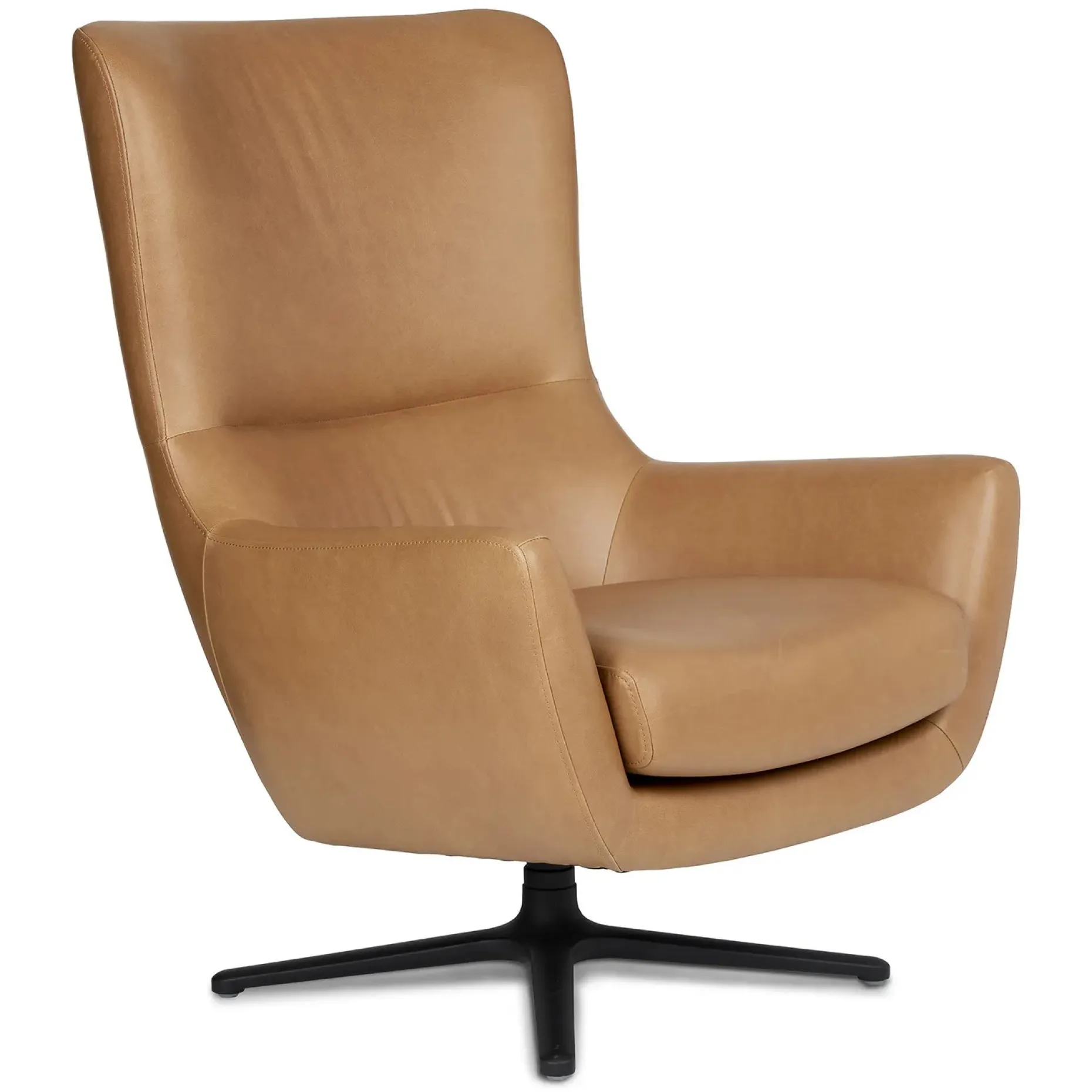 Agga 31" Leather Swivel Lounge Chair - Charme Tan