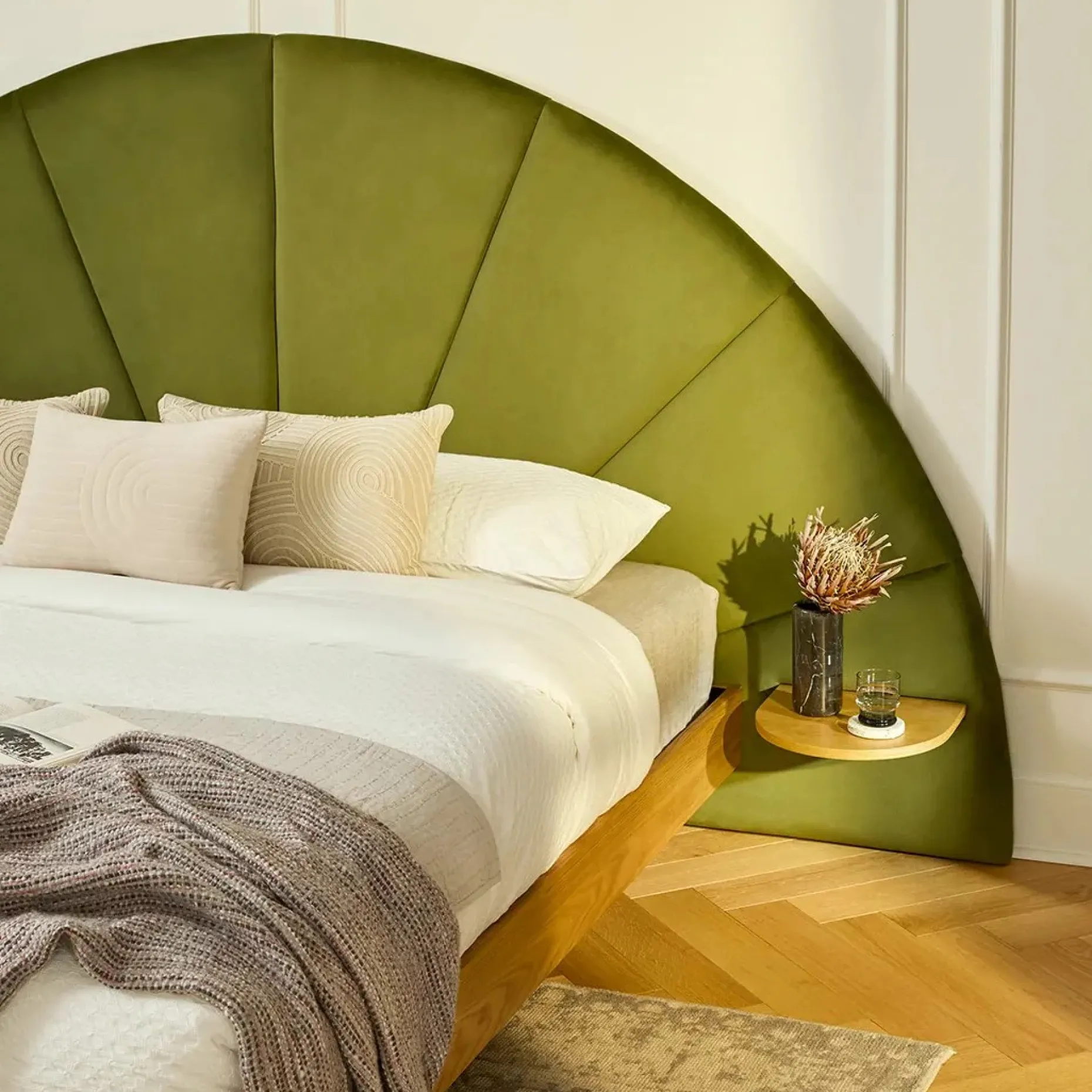 Almelo Queen Velvet Headboard - Hale Rust