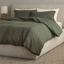 Alto Queen Linen Duvet Cover - Green