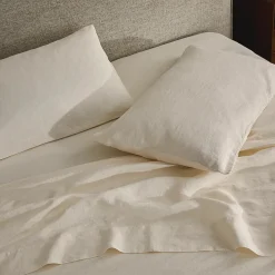 Alto Queen Linen Sheet Set - Ivory White