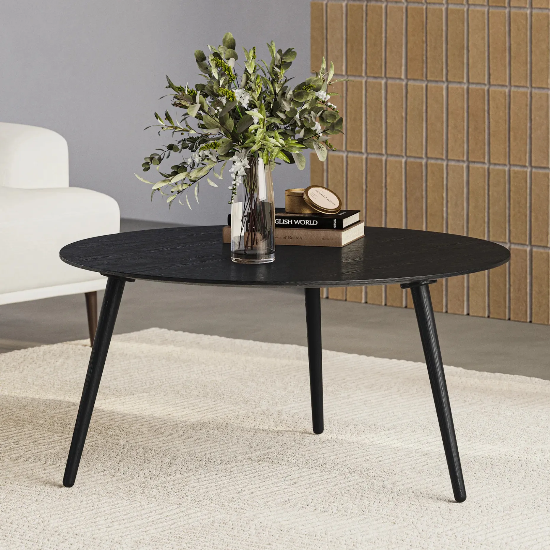 Amoeba 35.5" Round Coffee Table - Black