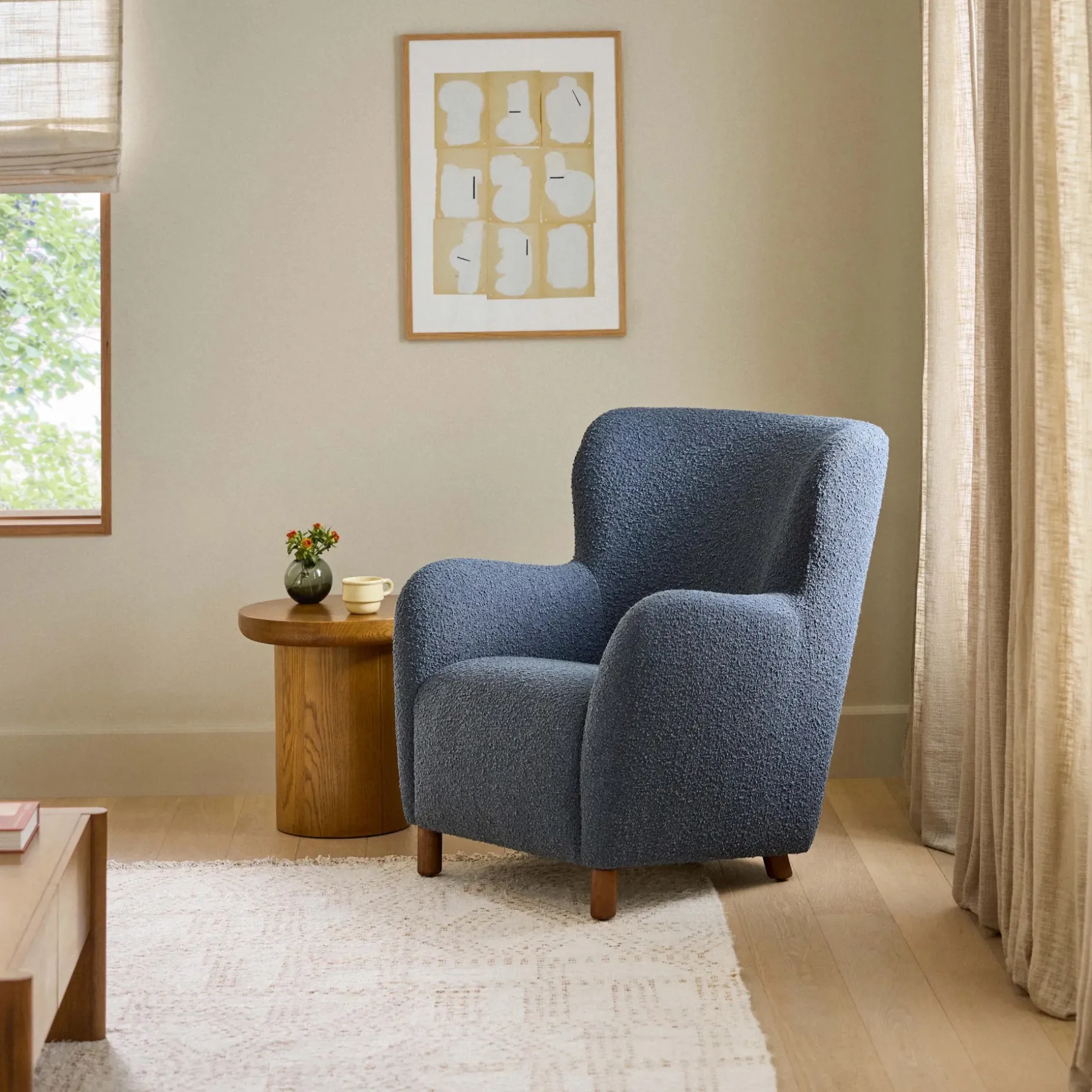 Archie 31.5" Lounge Chair - Bijou Blue Bouclé