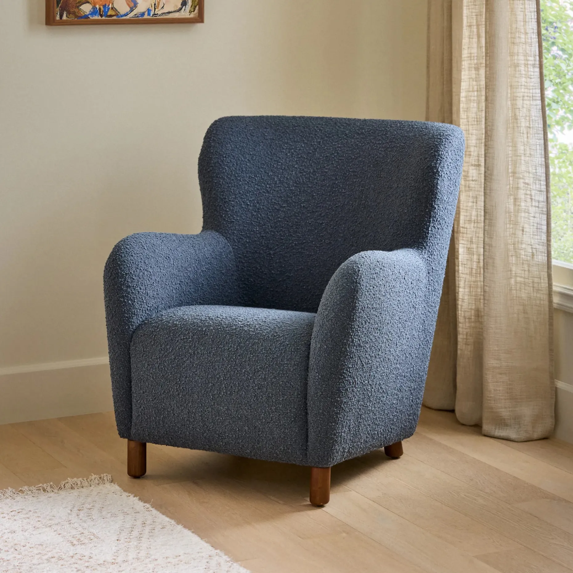 Archie 31.5" Lounge Chair - Bijou Blue Bouclé