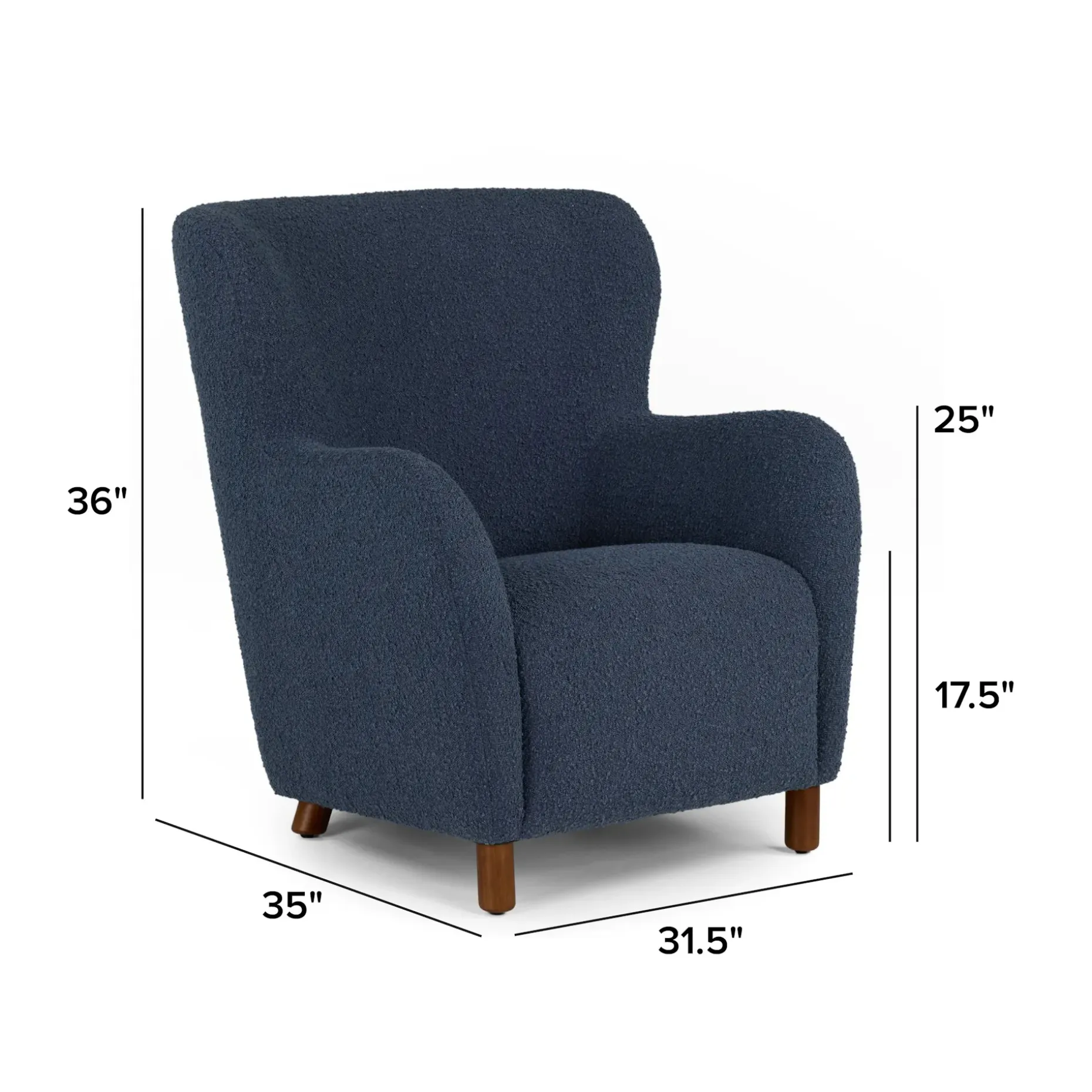 Archie 31.5" Lounge Chair - Bijou Blue Bouclé