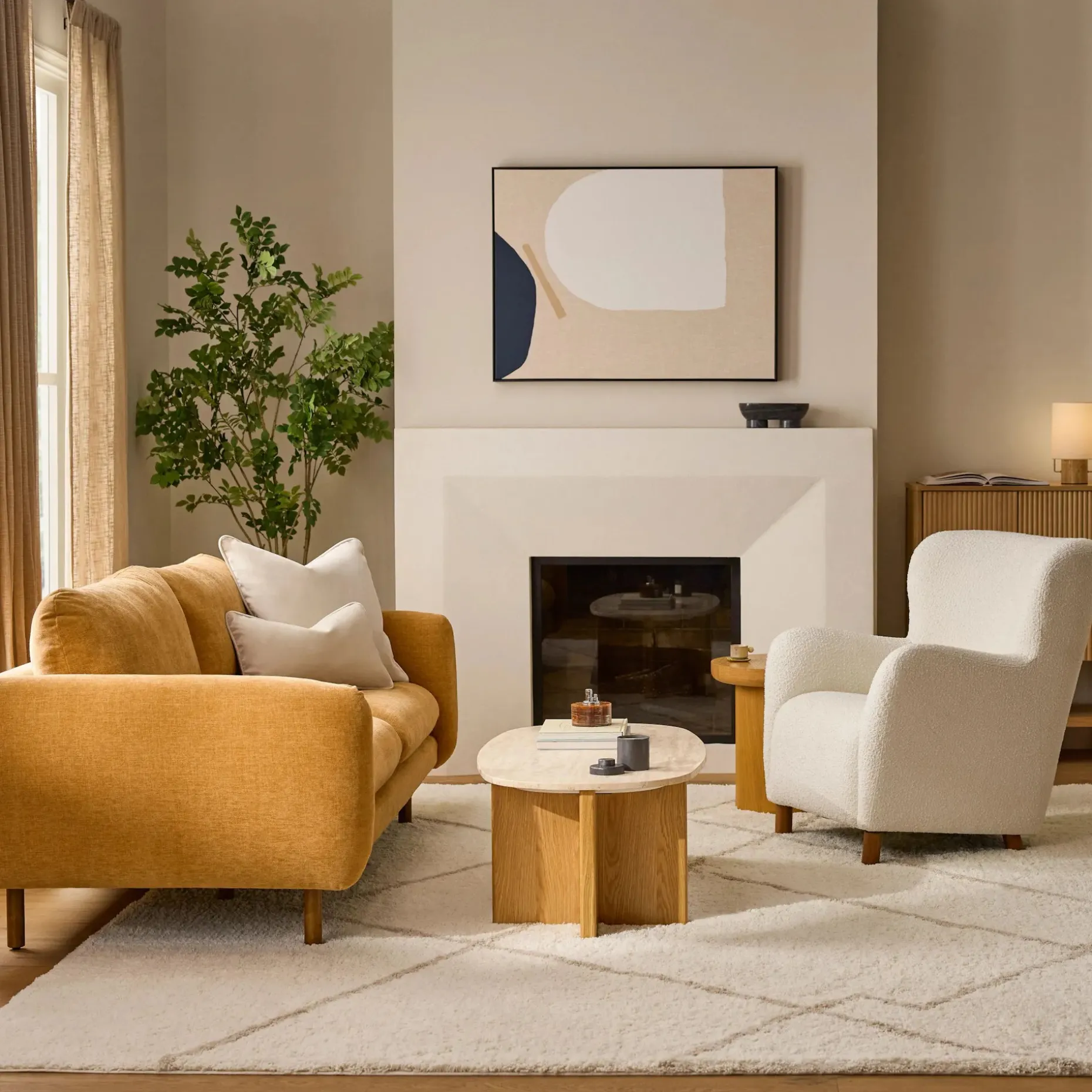 Archie 31.5" Lounge Chair - Bijou Cream Bouclé