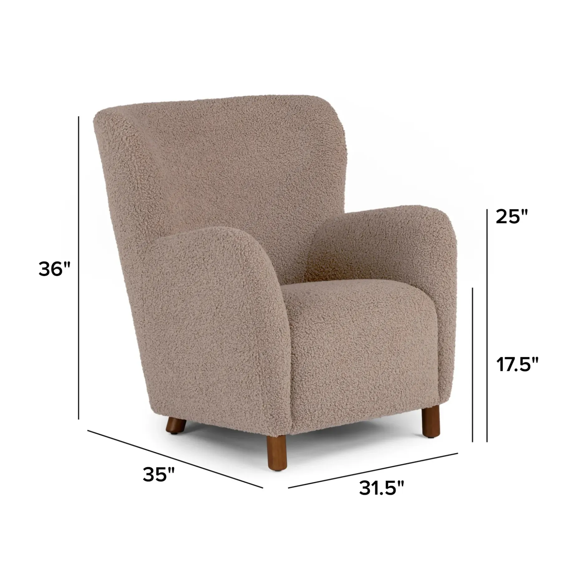 Archie 31.5" Lounge Chair - Short Shearling Taupe
