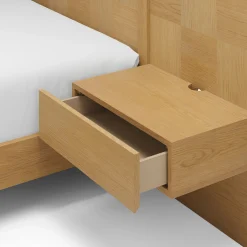 Ayra Queen Bed and Nightstand Set - Natural Oak