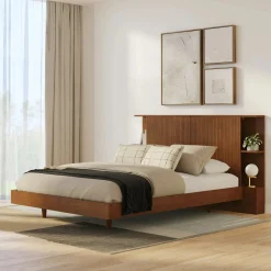 Basi Queen Bed Frame - Smoked Oak