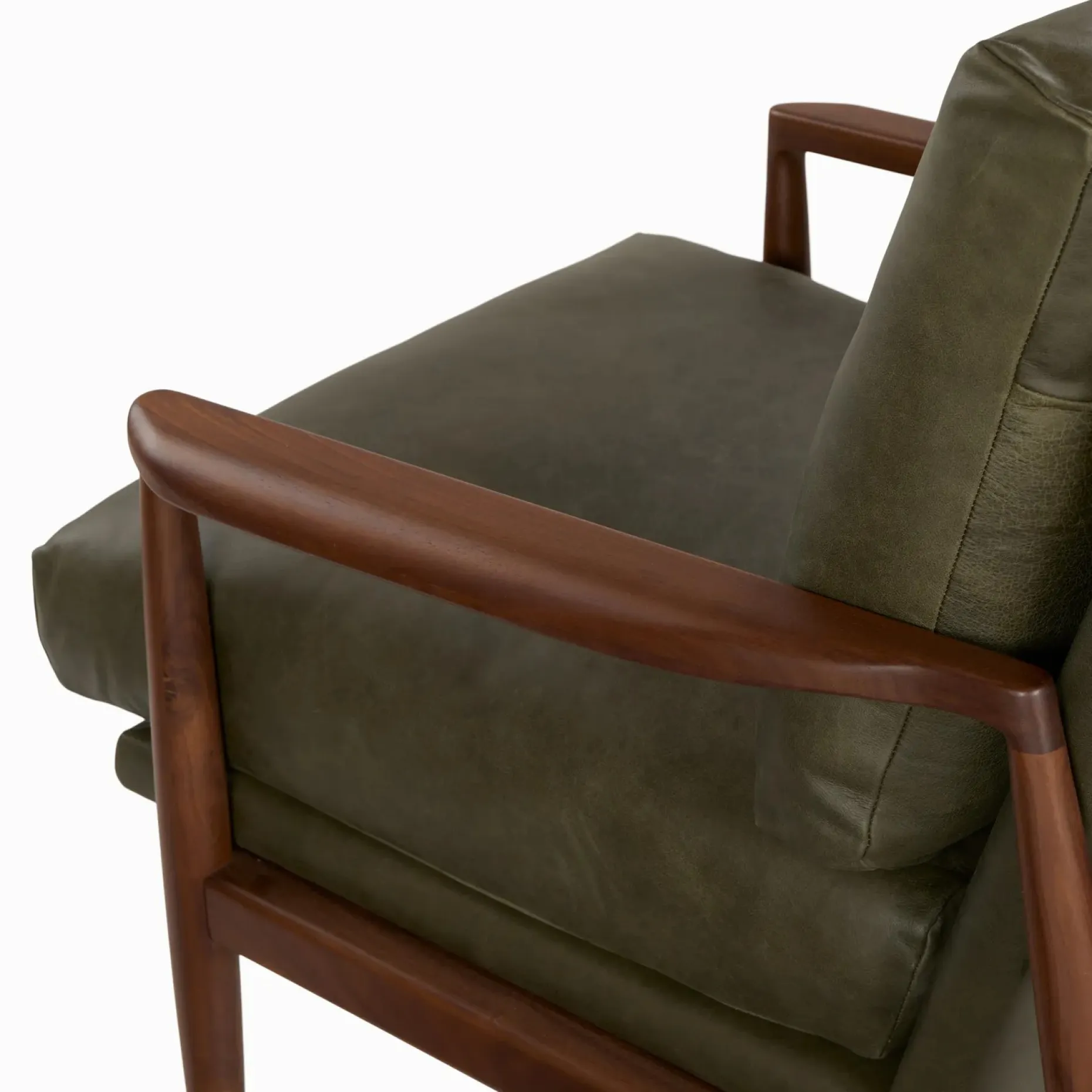 Bavel 28.5" Leather Lounge Chair - Charme Green