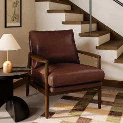 Bavel 28.5" Leather Lounge Chair - Indiana Brown