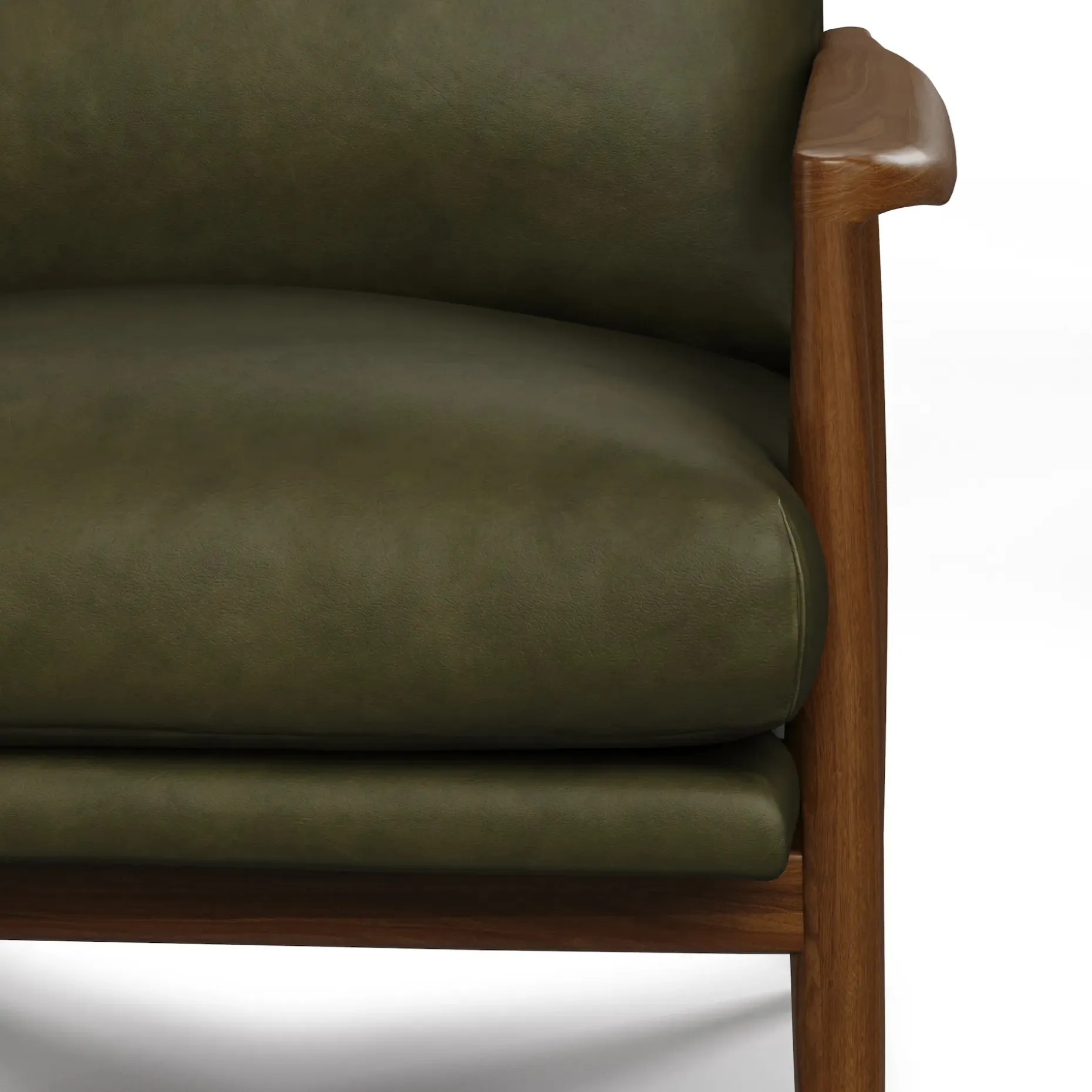 Bavel 28.5" Leather Lounge Set - Walnut and Charme Green