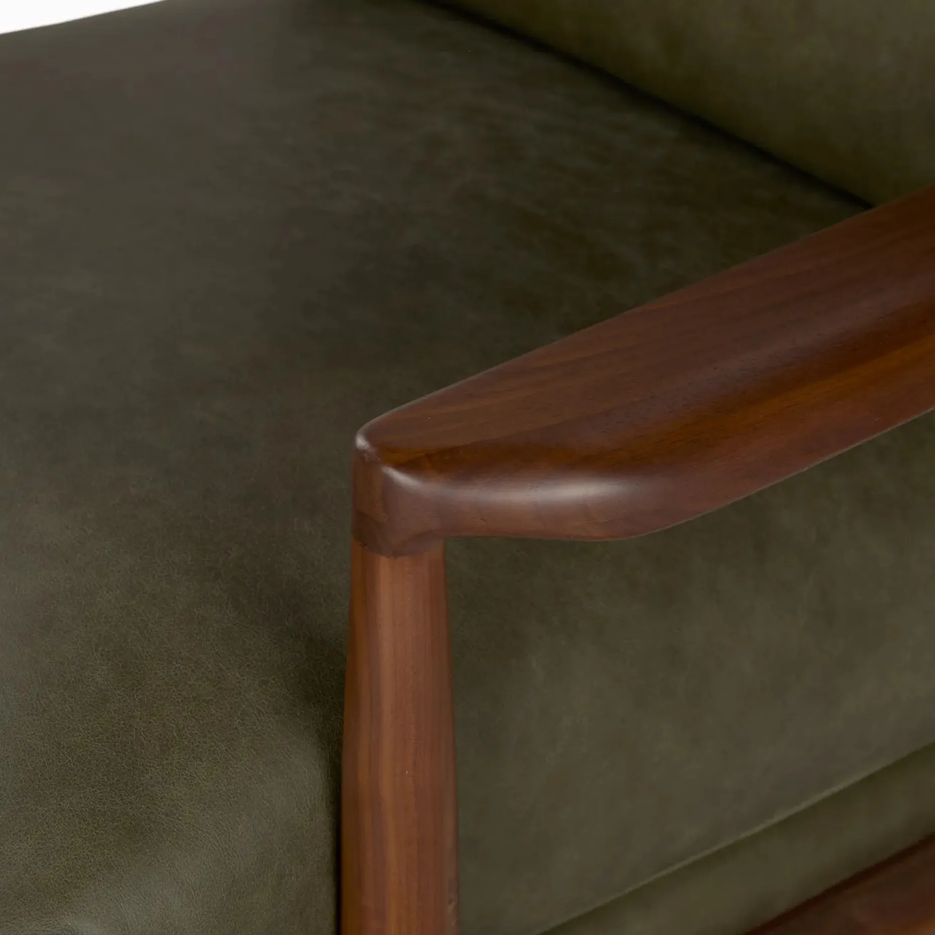 Bavel 28.5" Leather Lounge Set - Walnut and Charme Green