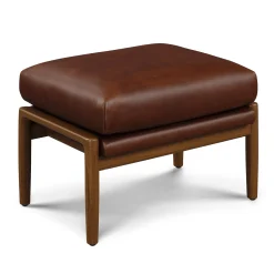 Bavel 28.5" Leather Lounge Set - Walnut and Indiana Brown