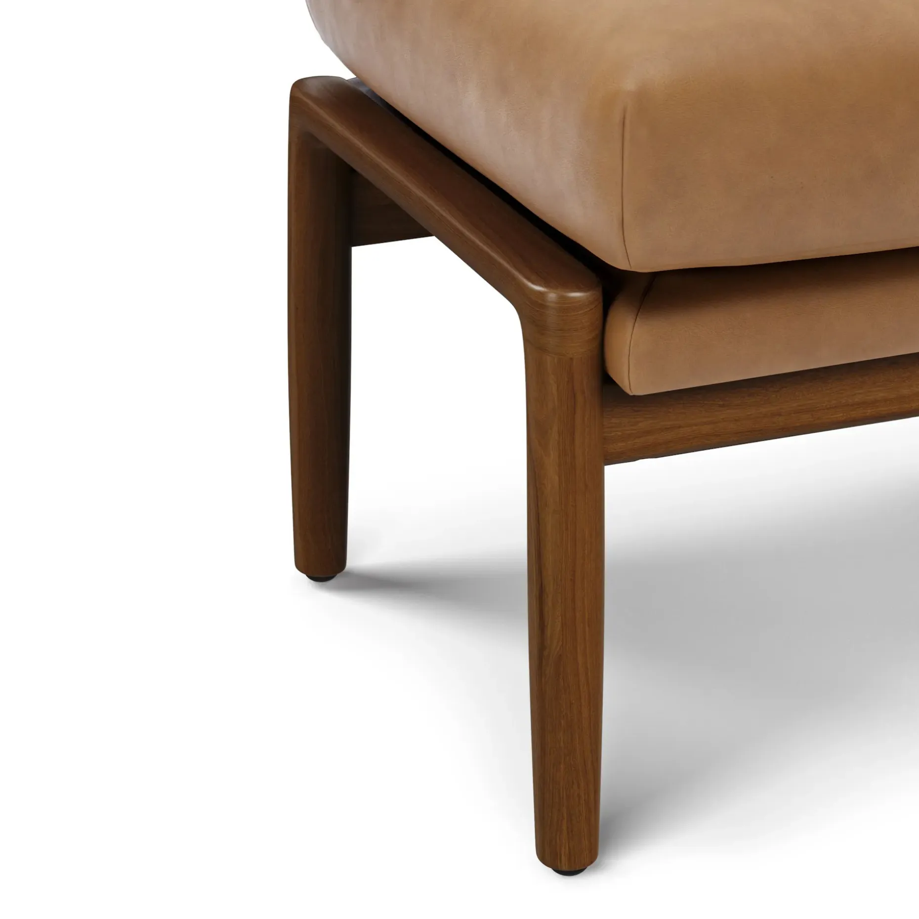 Bavel 28.5" Leather Lounge Set - Walnut and Charme Tan