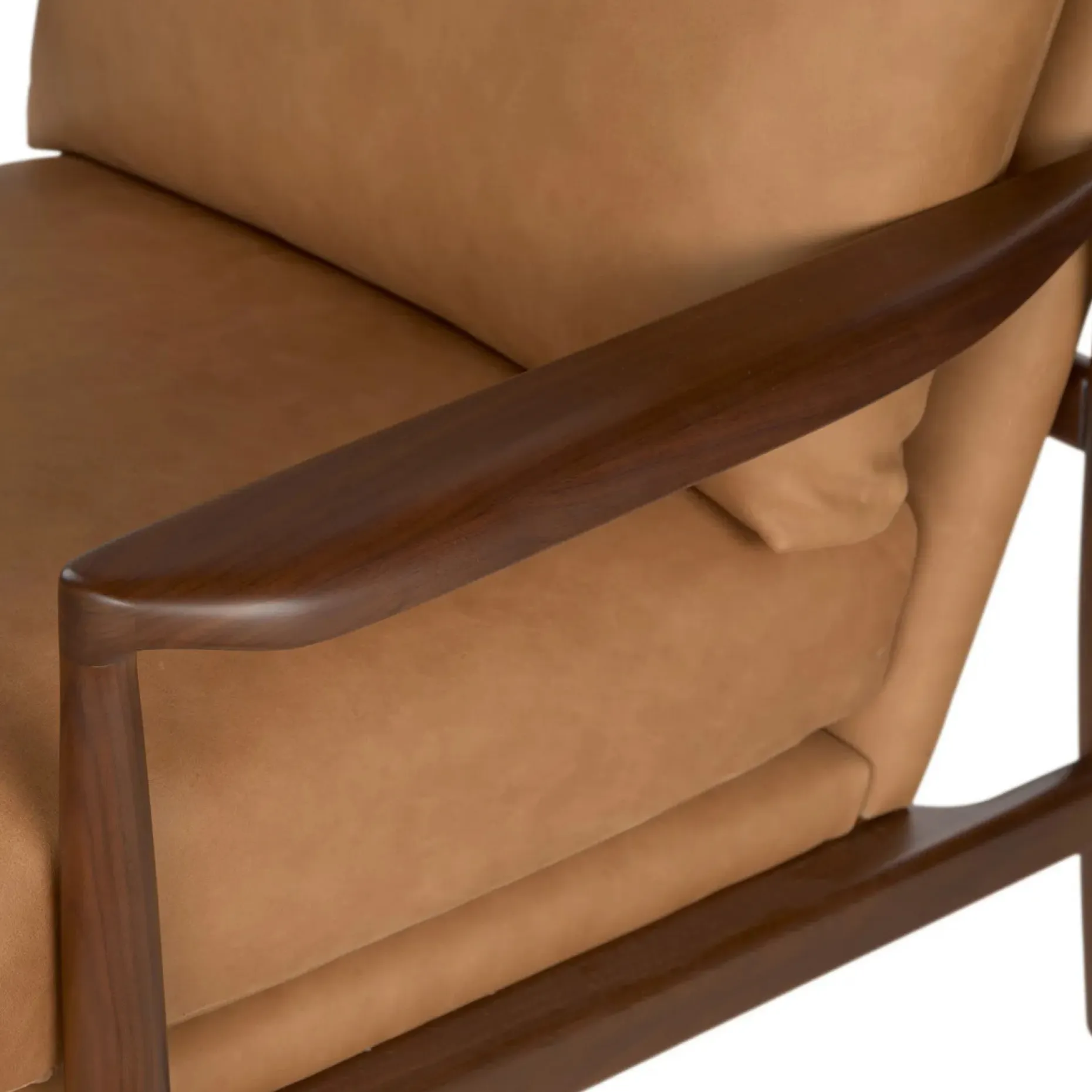 Bavel 28.5" Leather Lounge Set - Walnut and Charme Tan