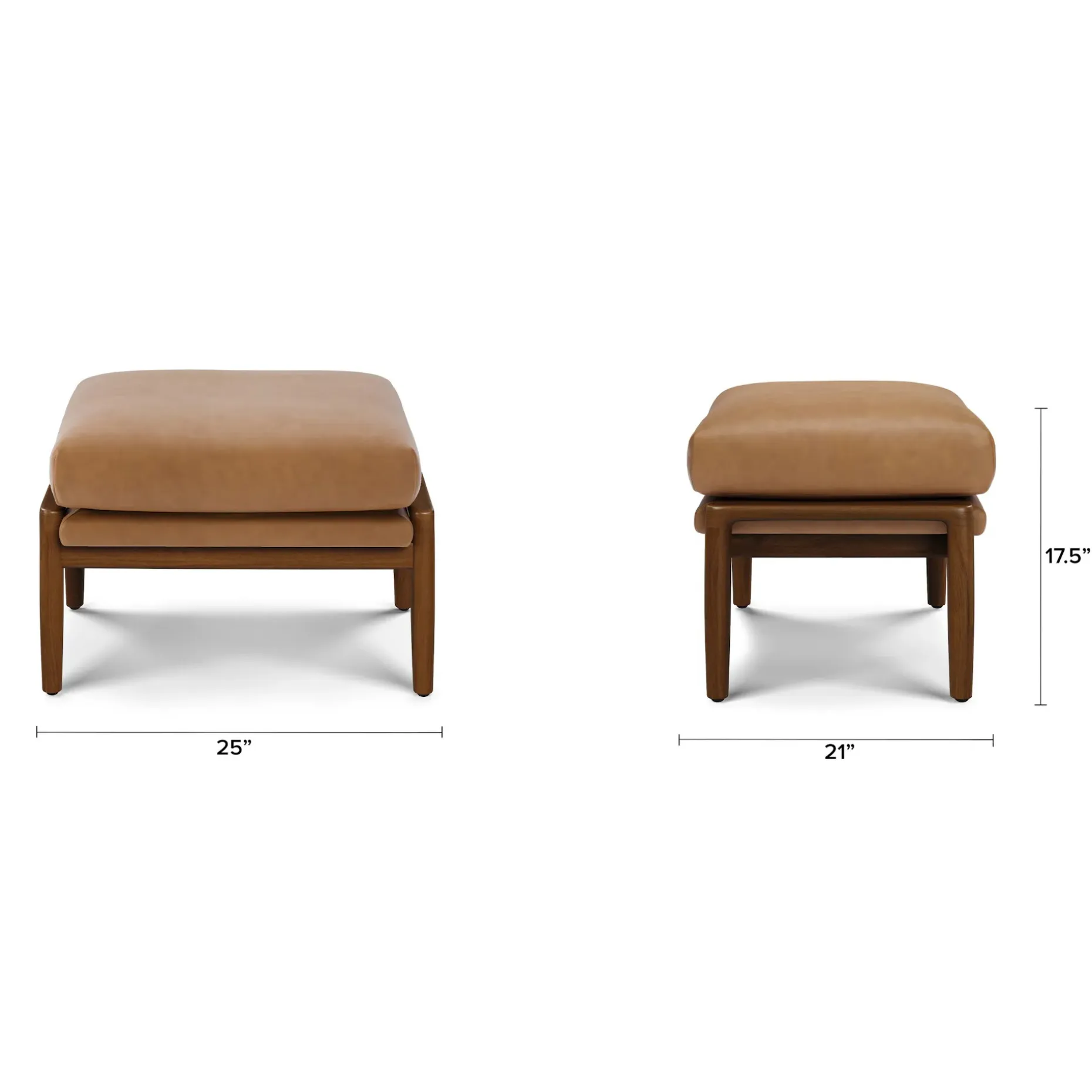 Bavel 28.5" Leather Lounge Set - Walnut and Charme Tan