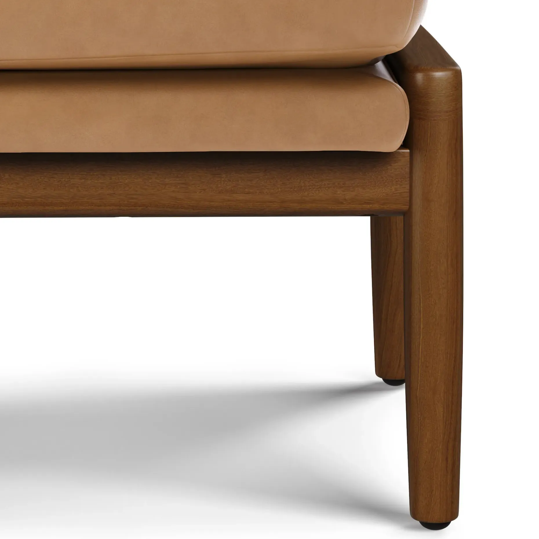 Bavel 28.5" Leather Lounge Set - Walnut and Charme Tan