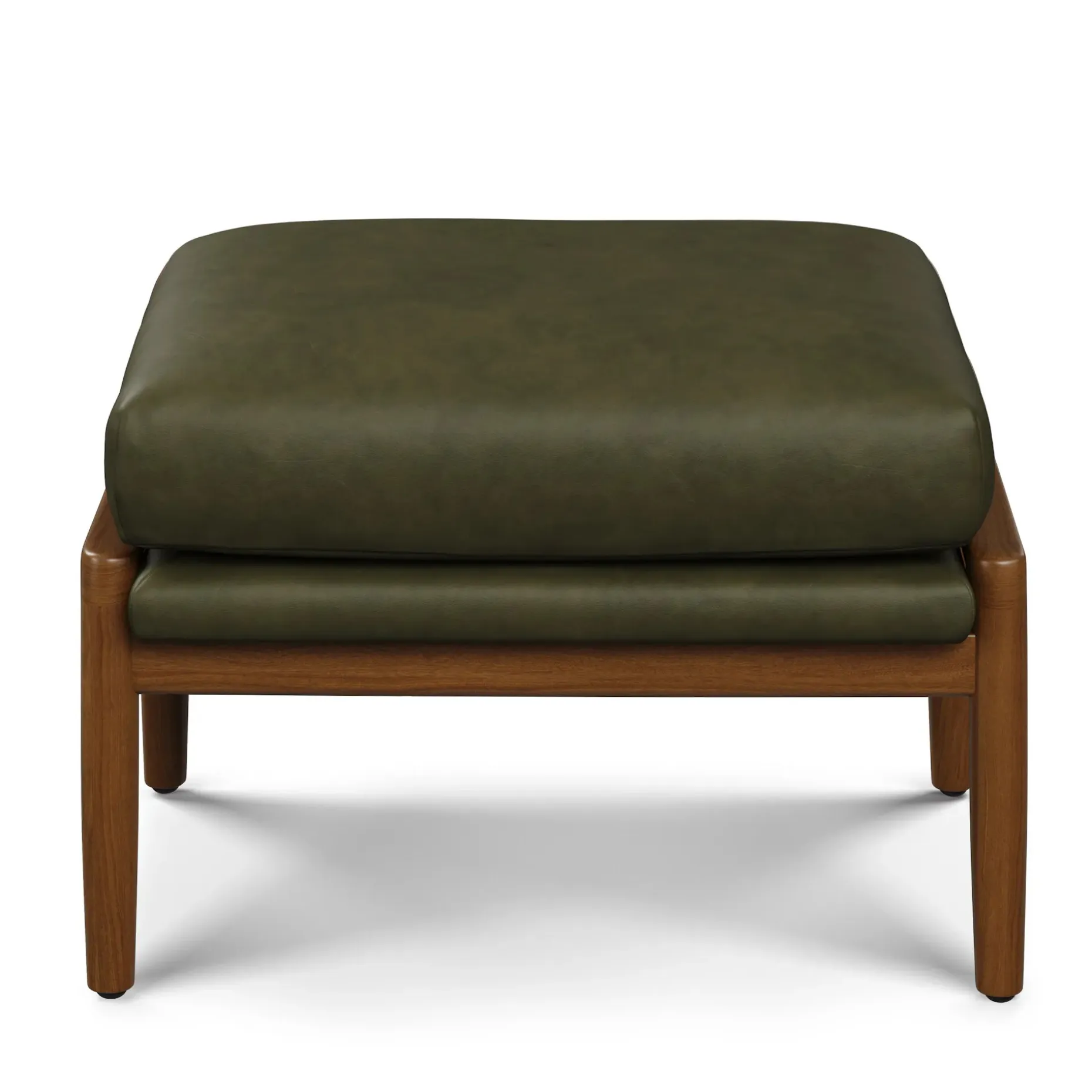 Bavel 25" Leather Ottoman - Charme Green