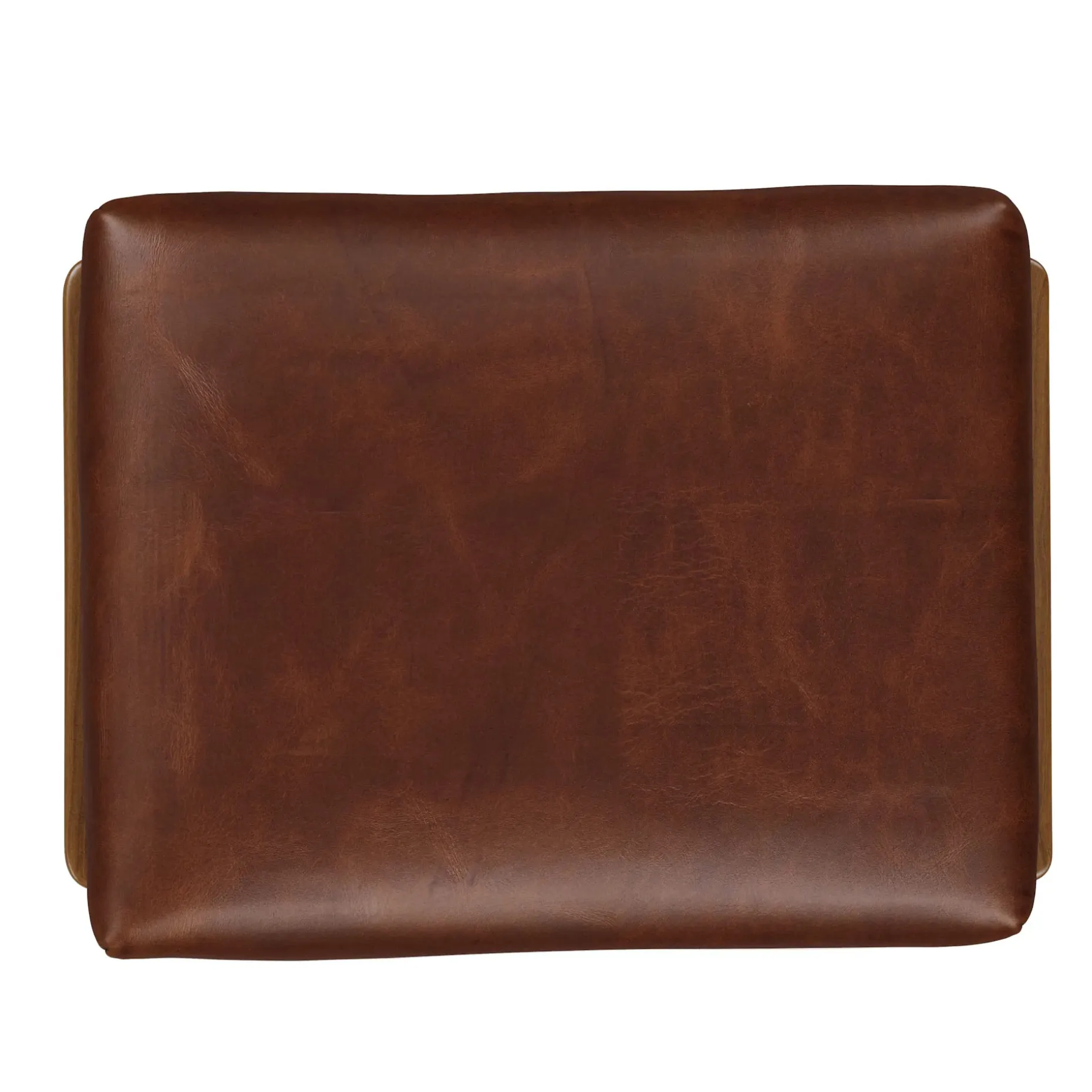 Bavel 25" Leather Ottoman - Indiana Brown