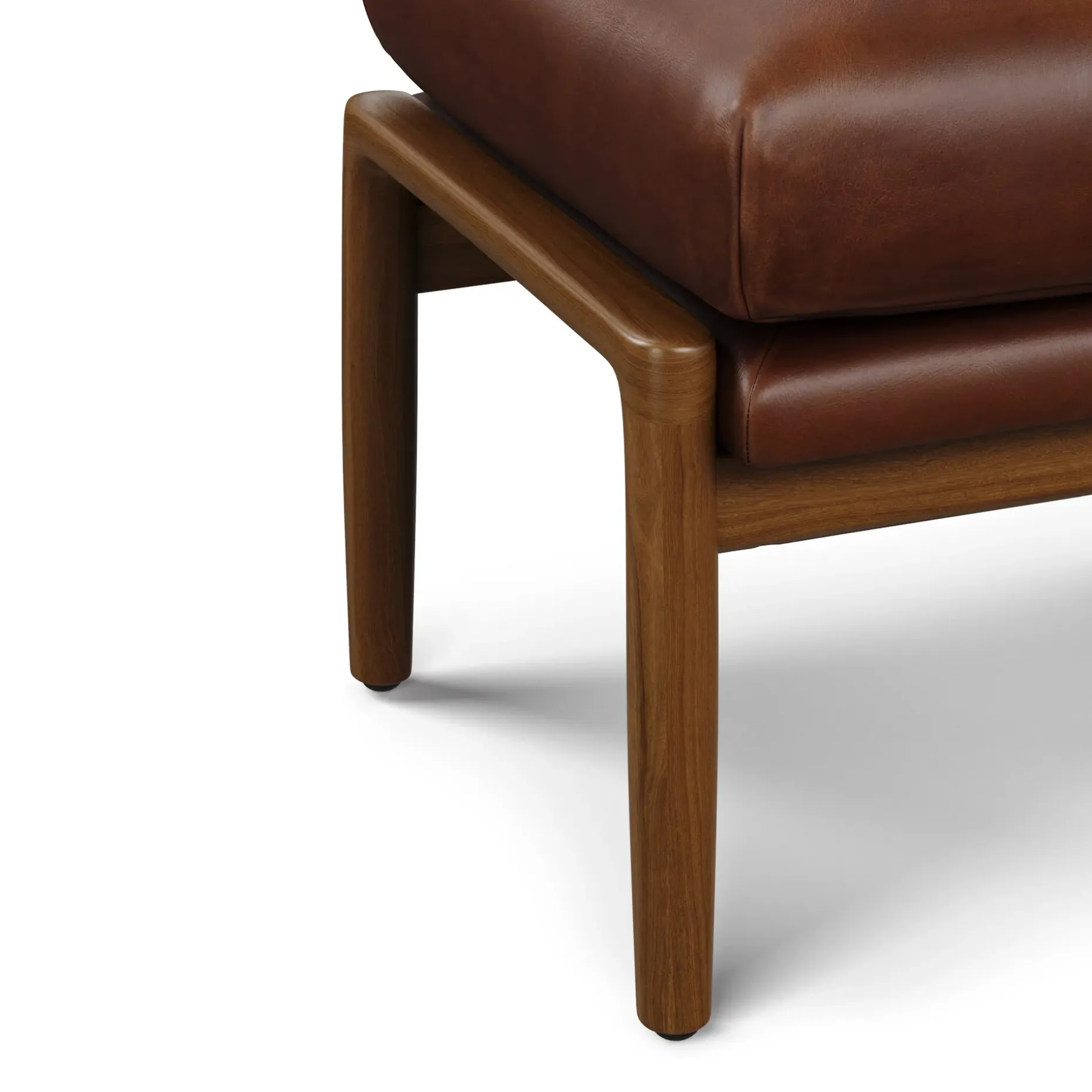 Bavel 25" Leather Ottoman - Indiana Brown
