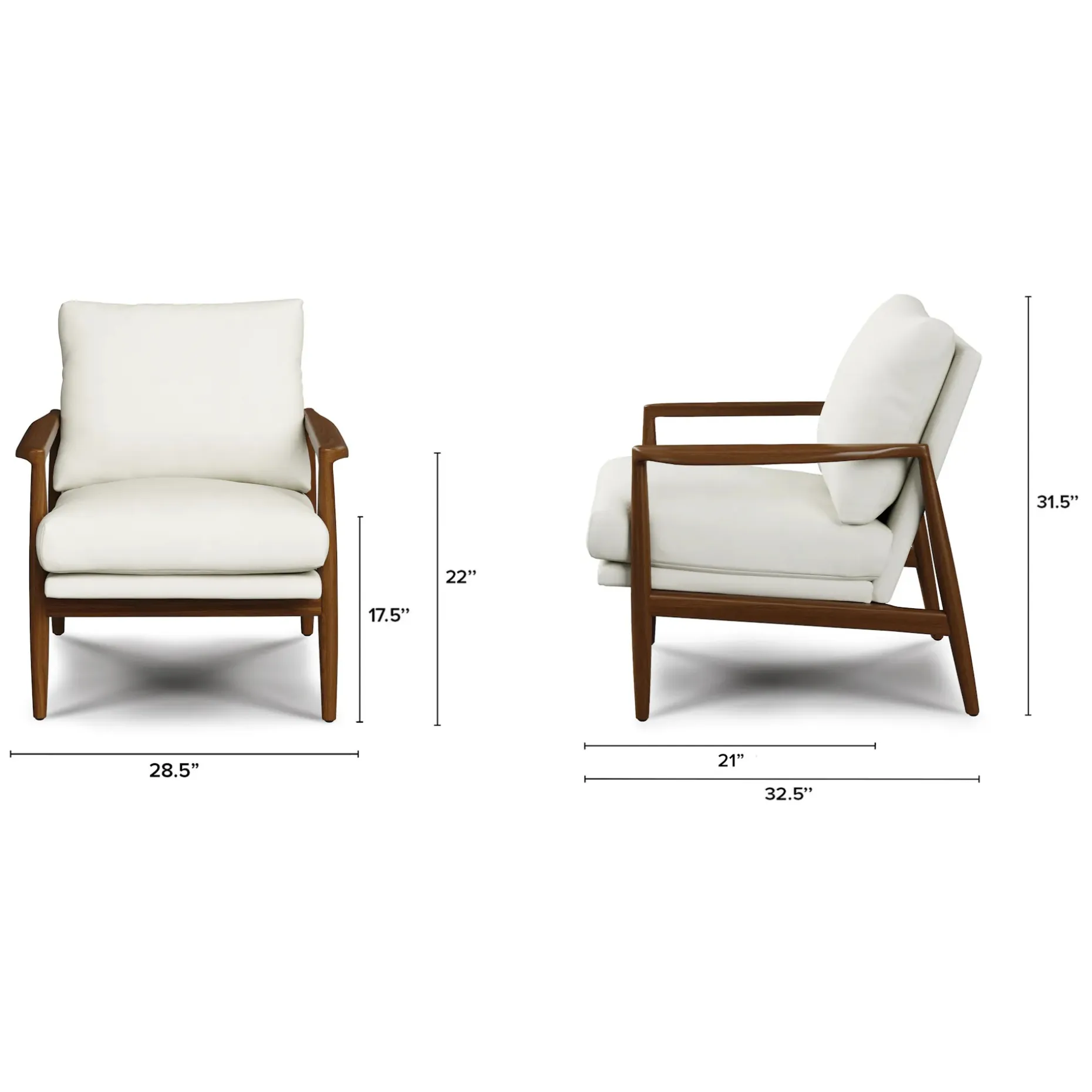 Bavel 28.5" Lounge Set - Walnut and Field Ivory