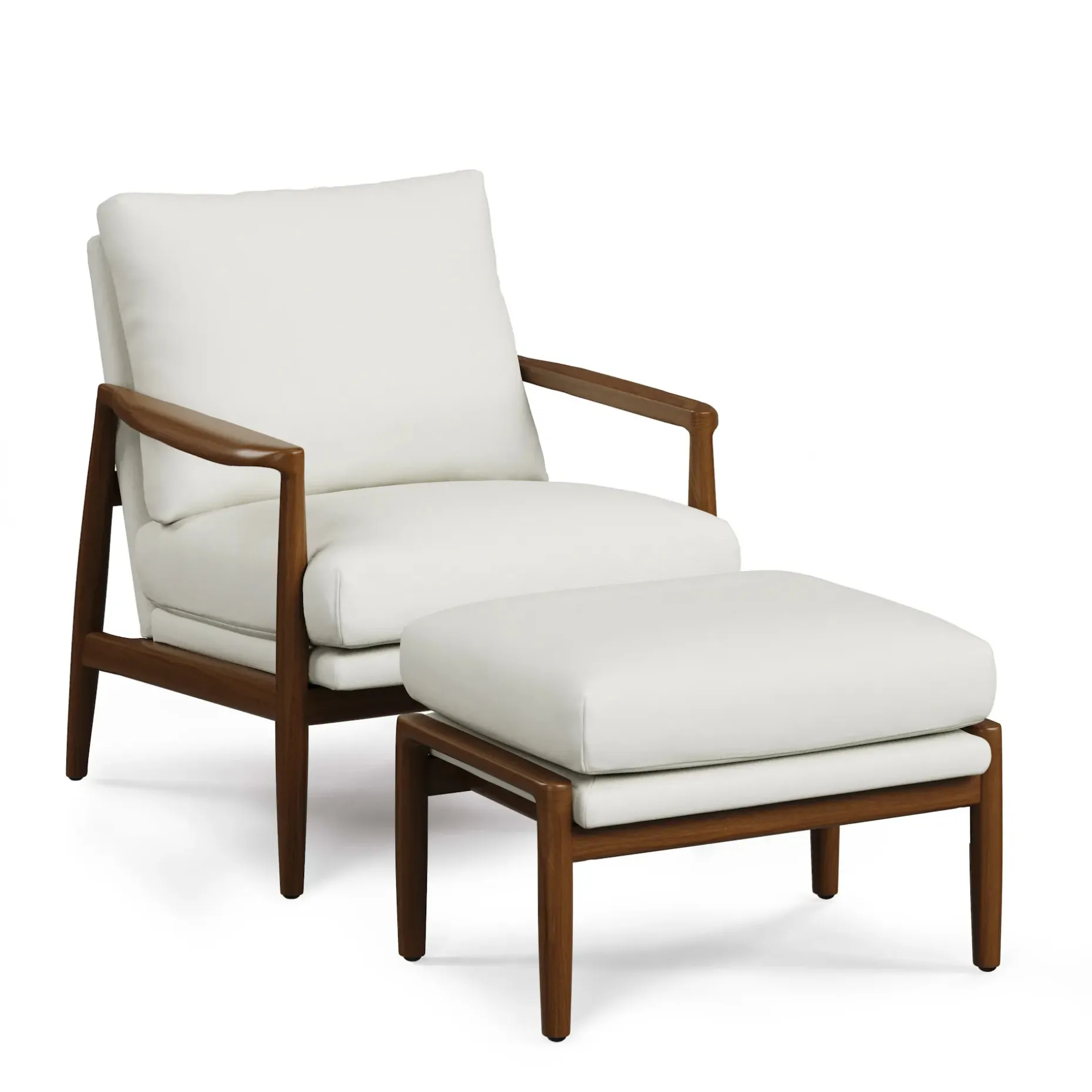 Bavel 28.5" Lounge Set - Walnut and Field Ivory