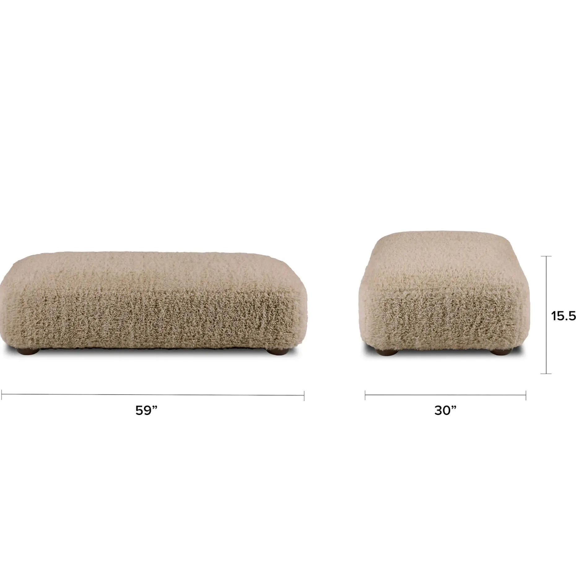 Berkley 59" Ottoman - Long Shearling Taupe