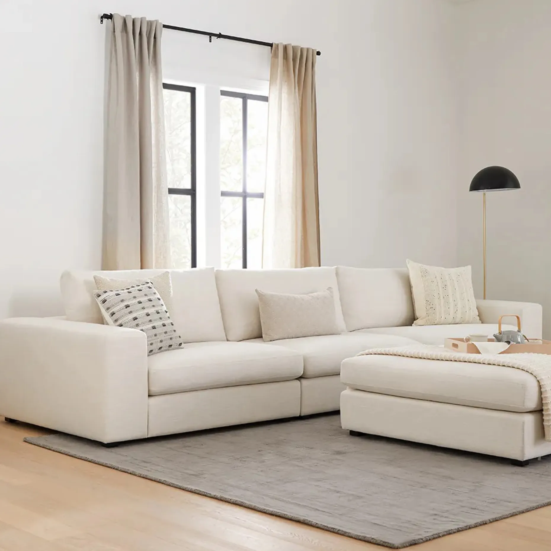 Beta 49" Left Arm Chair Module - Quartz White