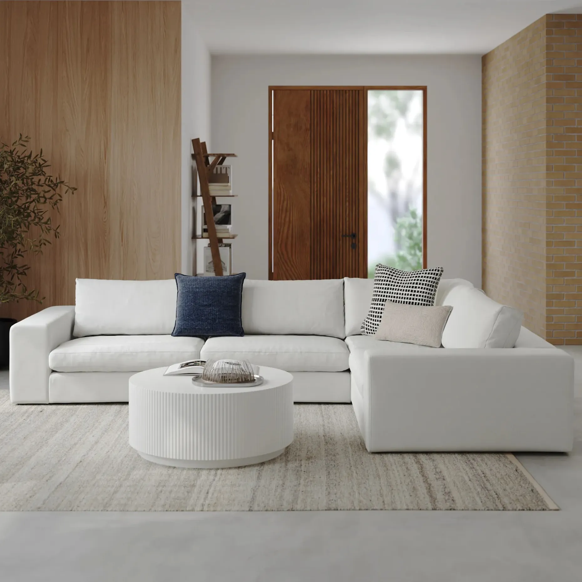 Beta 49" Left Arm Chair Module - Quartz White