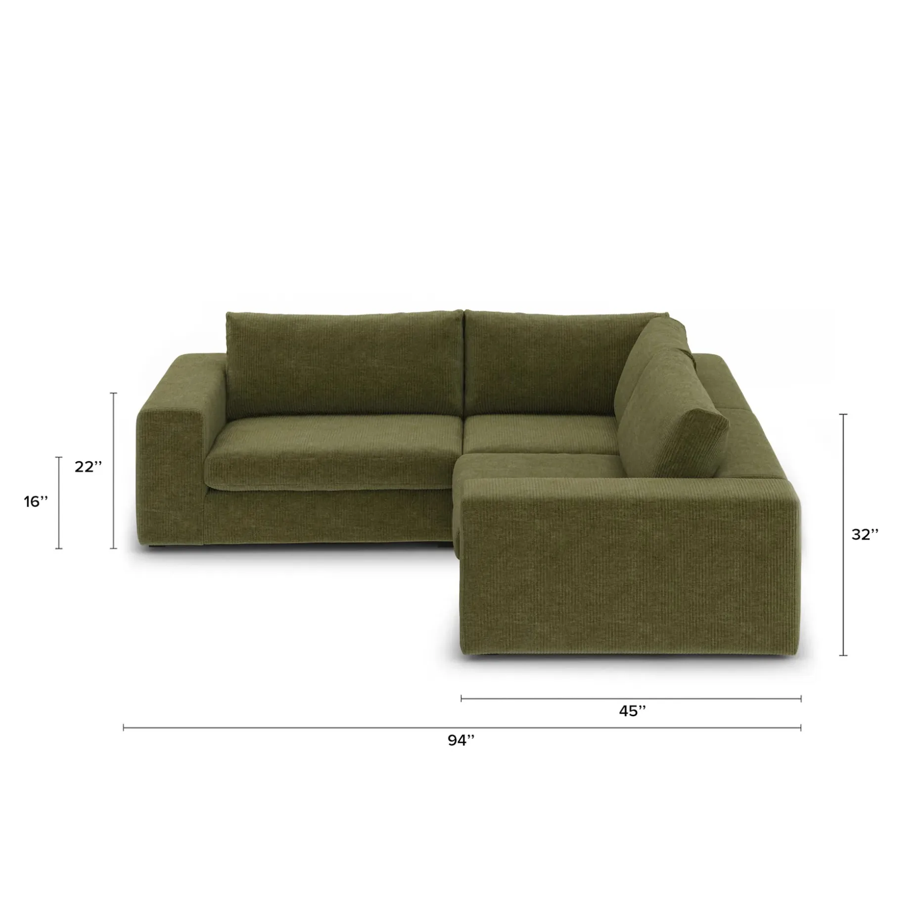 Beta 94" Modular Corner Sectional - Cypress Green