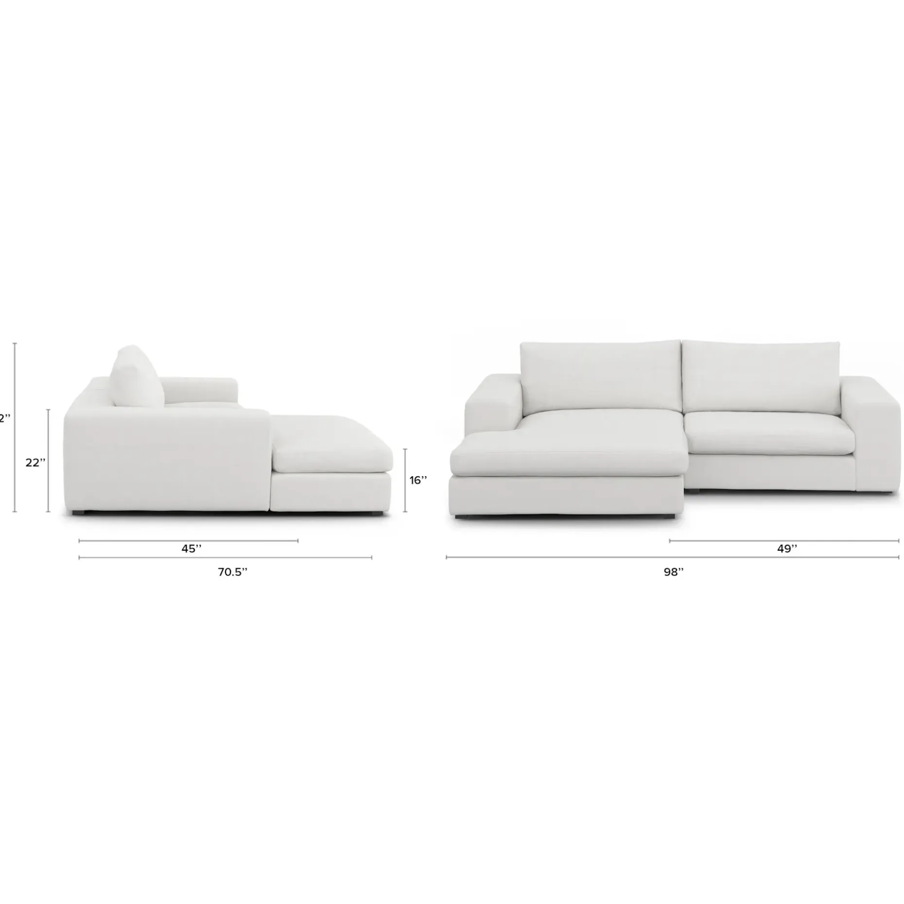 Beta 98" Modular Left Chaise Sectional - Quartz White