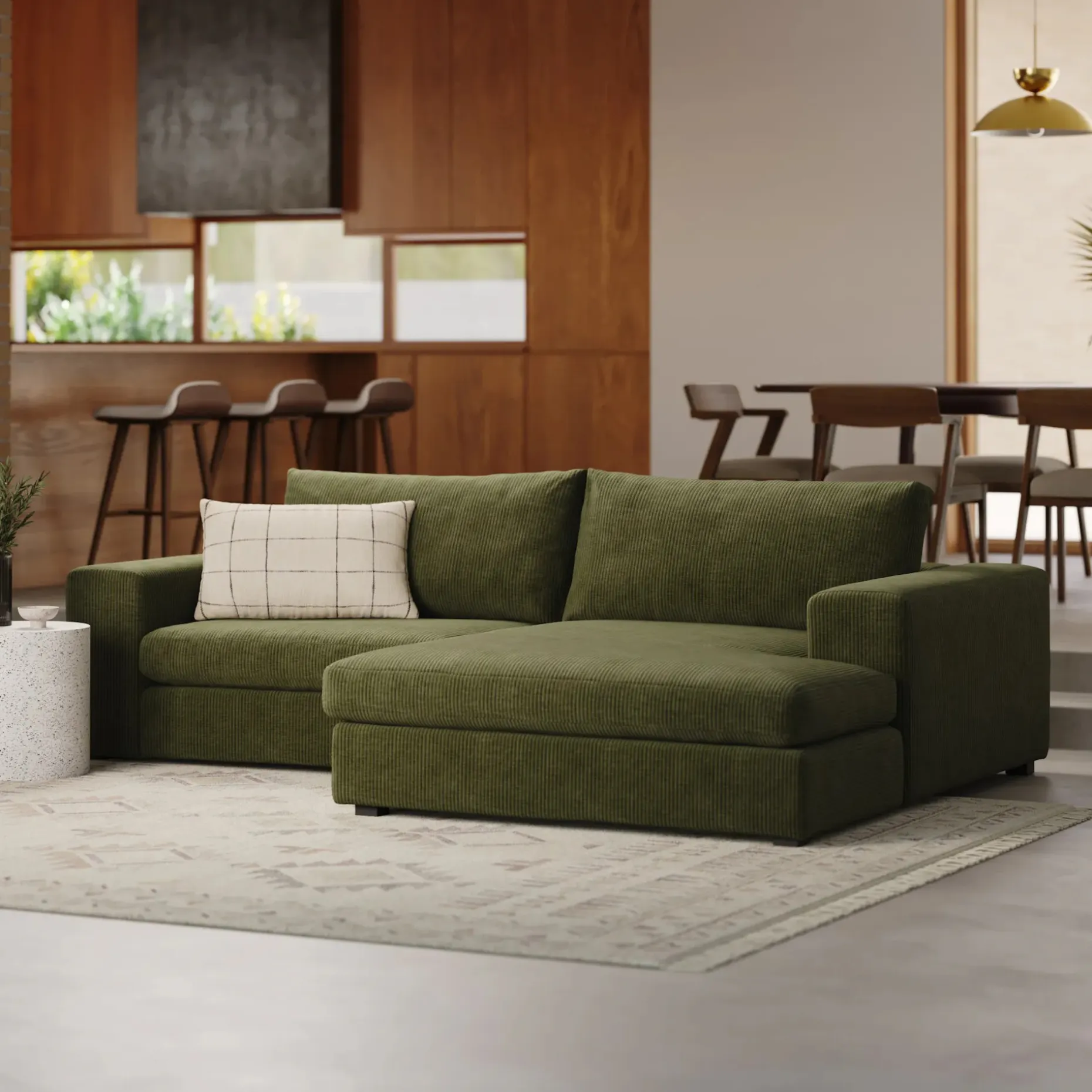 Beta 98" Modular Right Chaise Sectional - Cypress Green