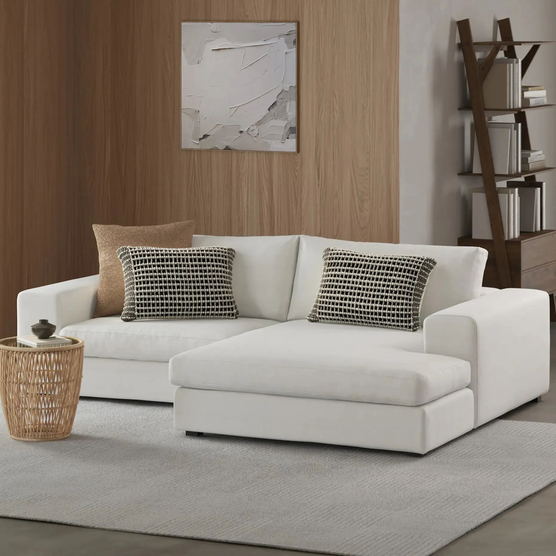 Beta 98" Modular Right Chaise Sectional - Quartz White