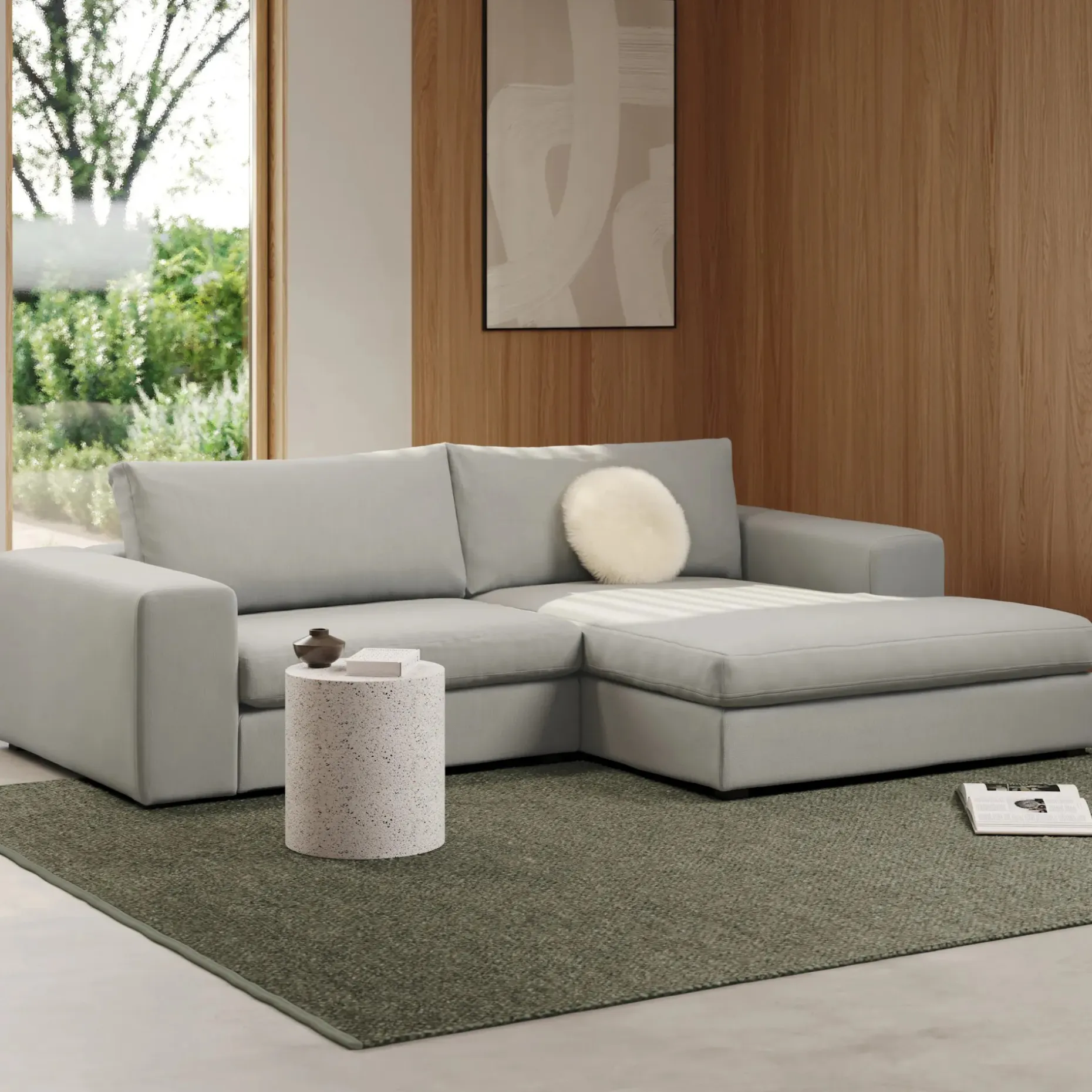 Beta 98" Modular Right Chaise Sectional - Welsh Gray