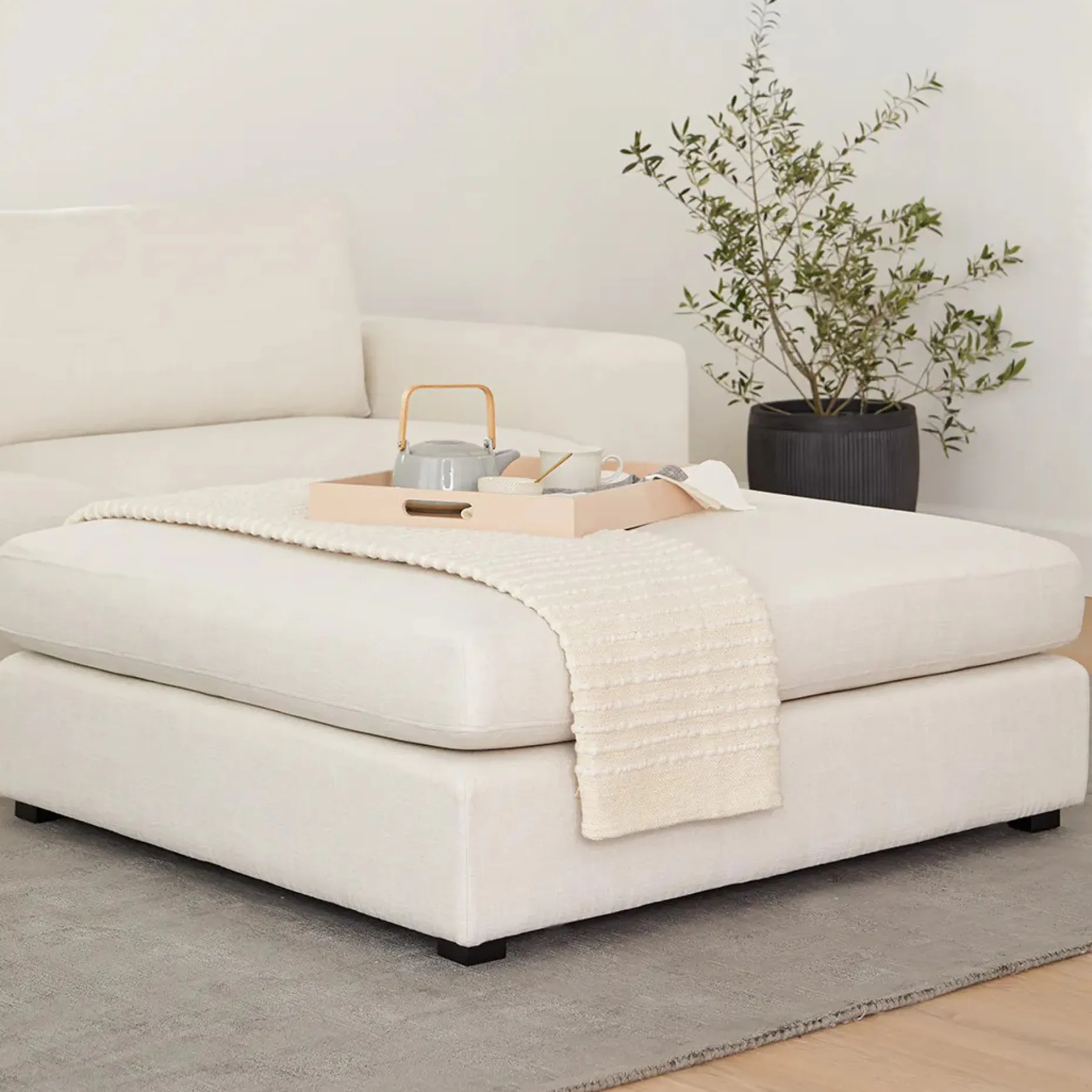 Beta 45" Ottoman - Quartz White