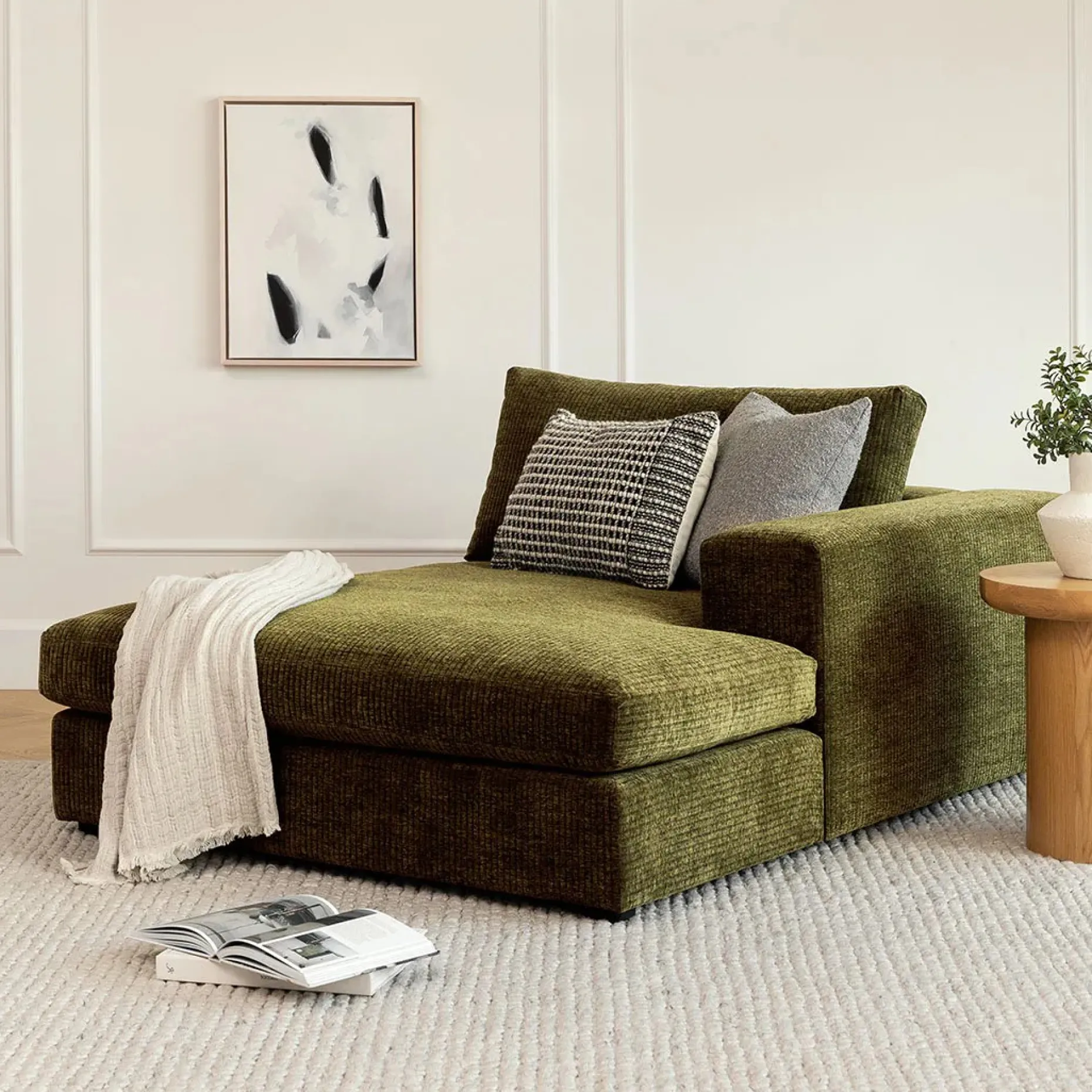 Beta 49" Right Chaise Module - Cypress Green