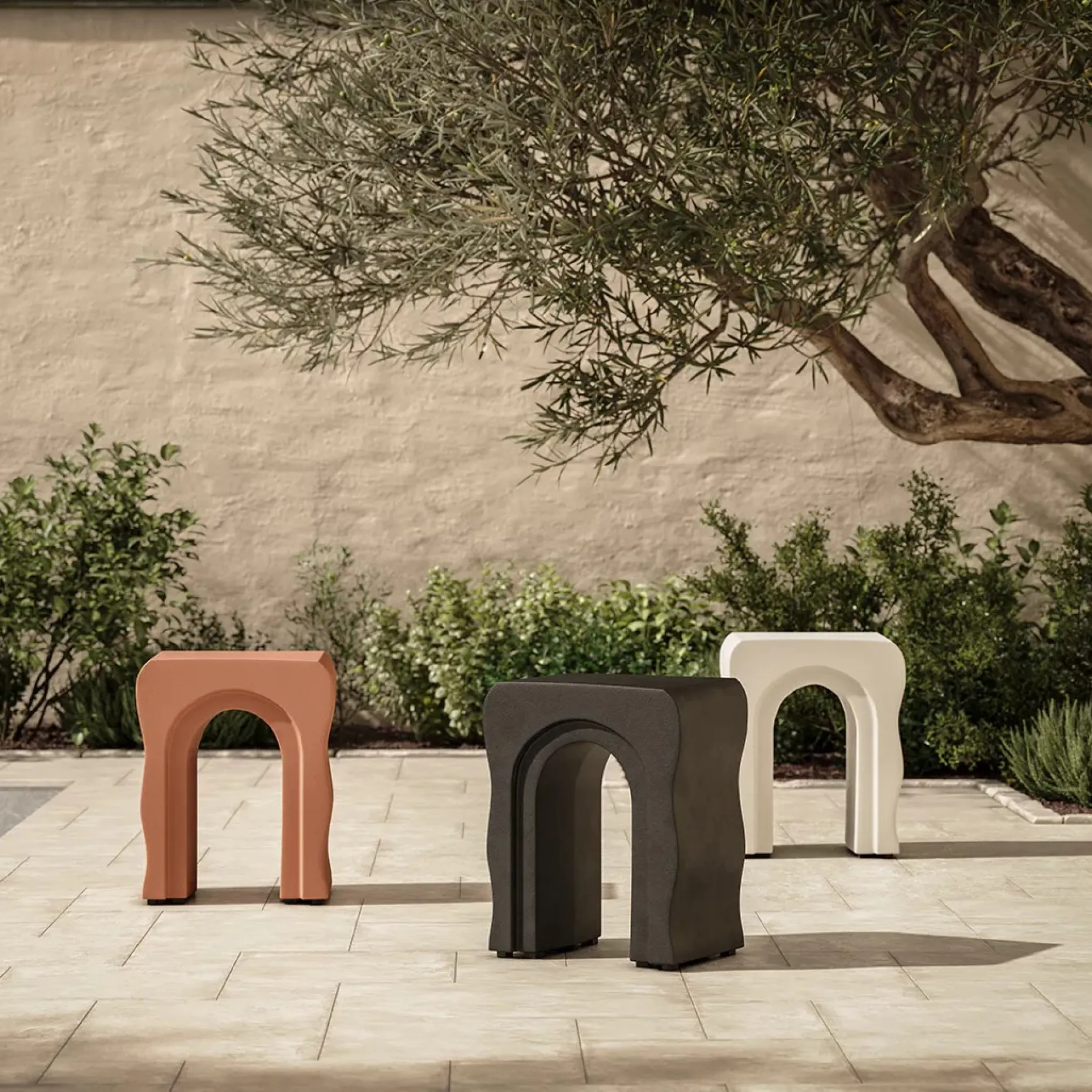 Bixby Outdoor Concrete Side Table - Natural White