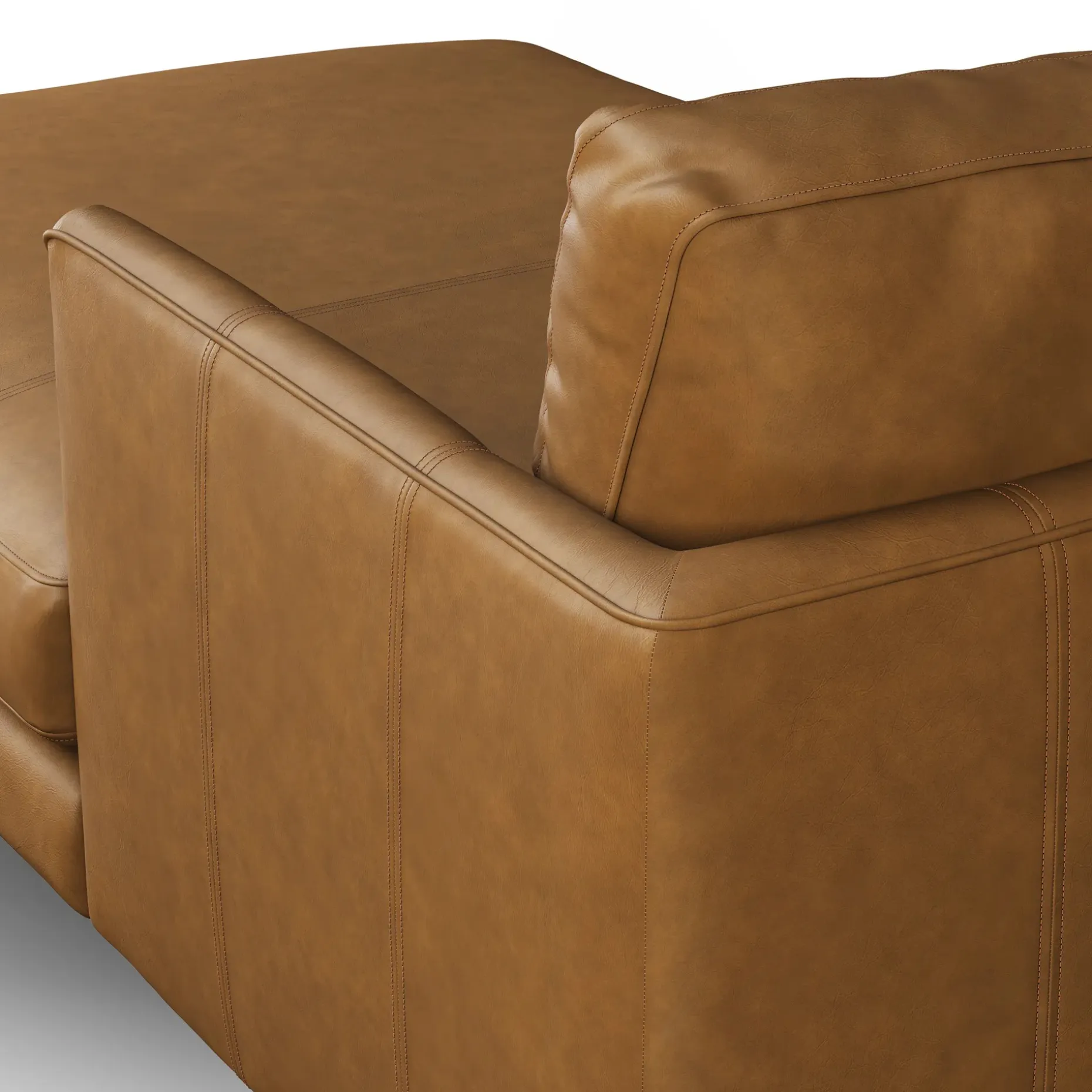 Burrard 112" Leather Right Sectional - Bella Caramel