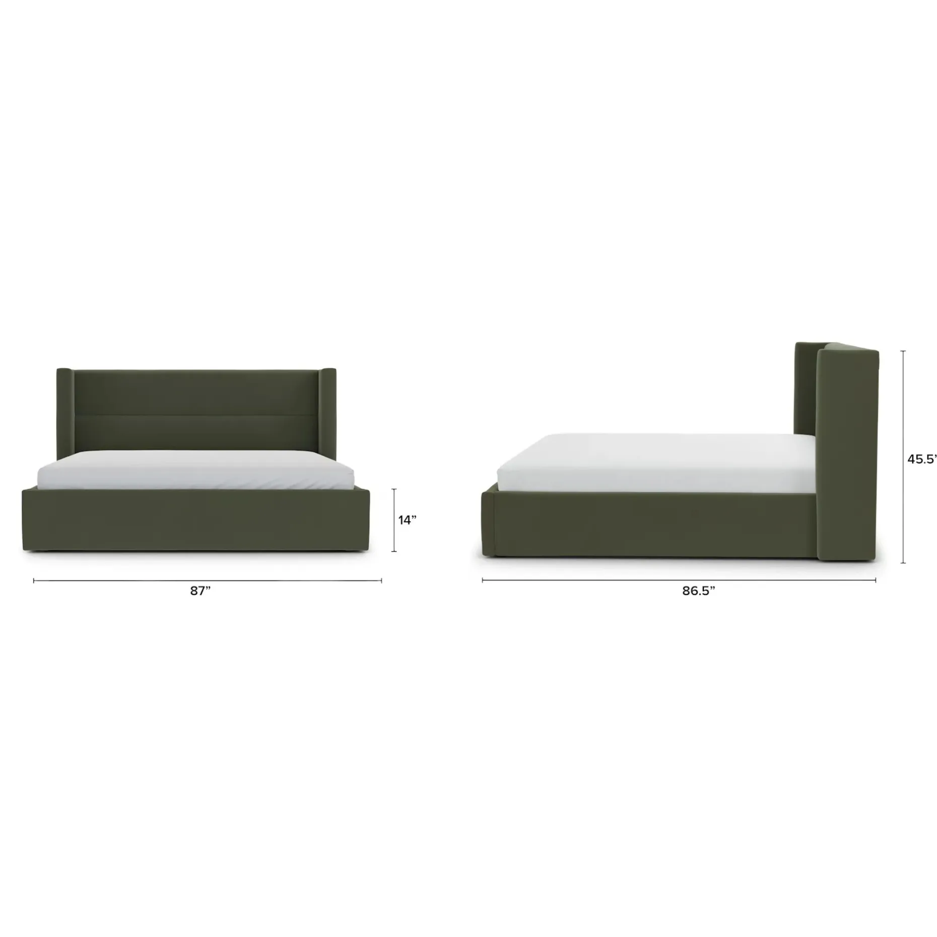Calabri King Velvet Bed - Hale Fir Green