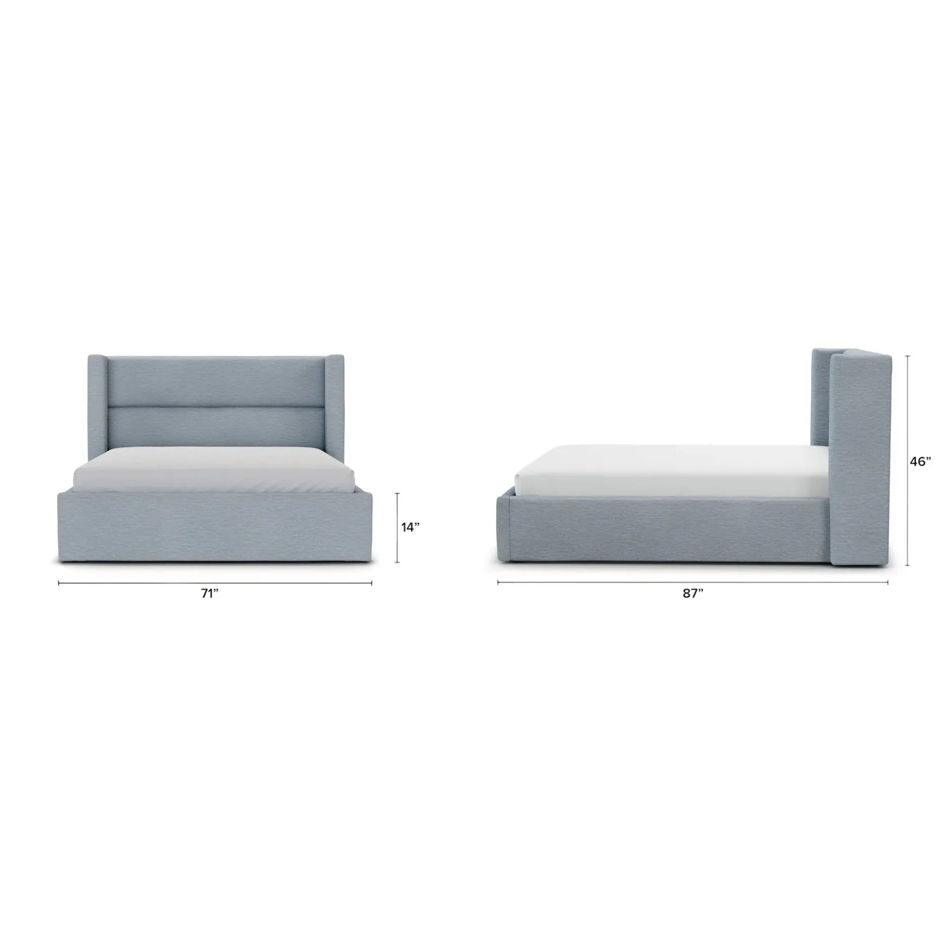 Calabri Queen Upholstered Bed - Silver Light Blue