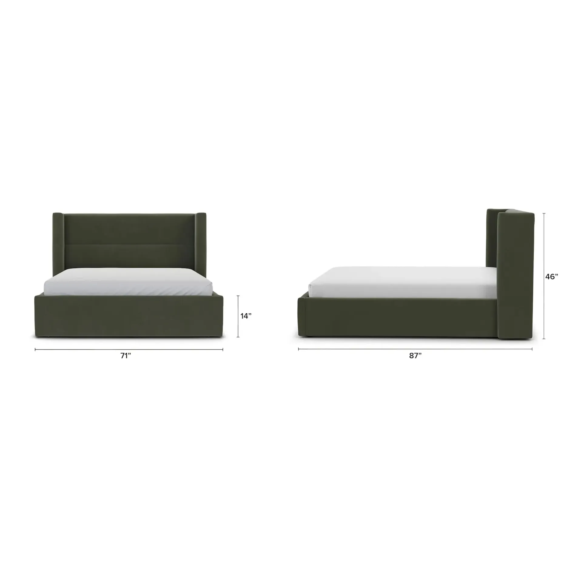 Calabri Queen Velvet Bed - Hale Fir Green