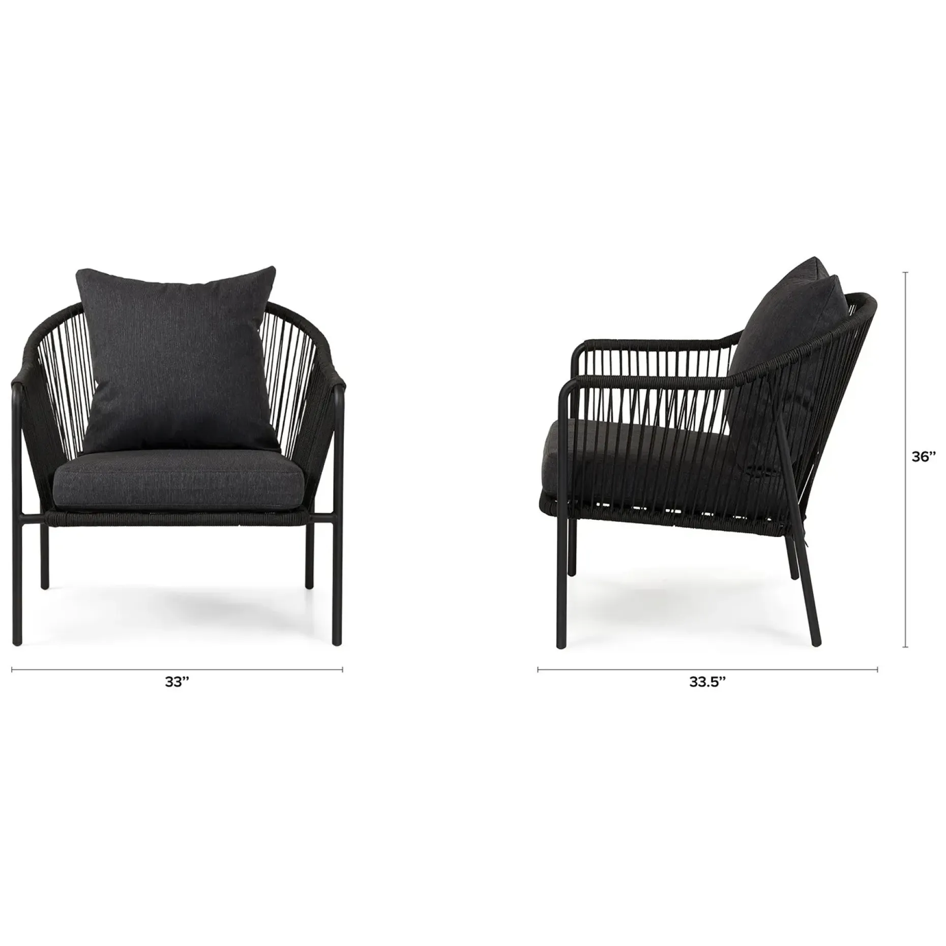 Calicut 33" Outdoor Lounge Chair - Coast Black