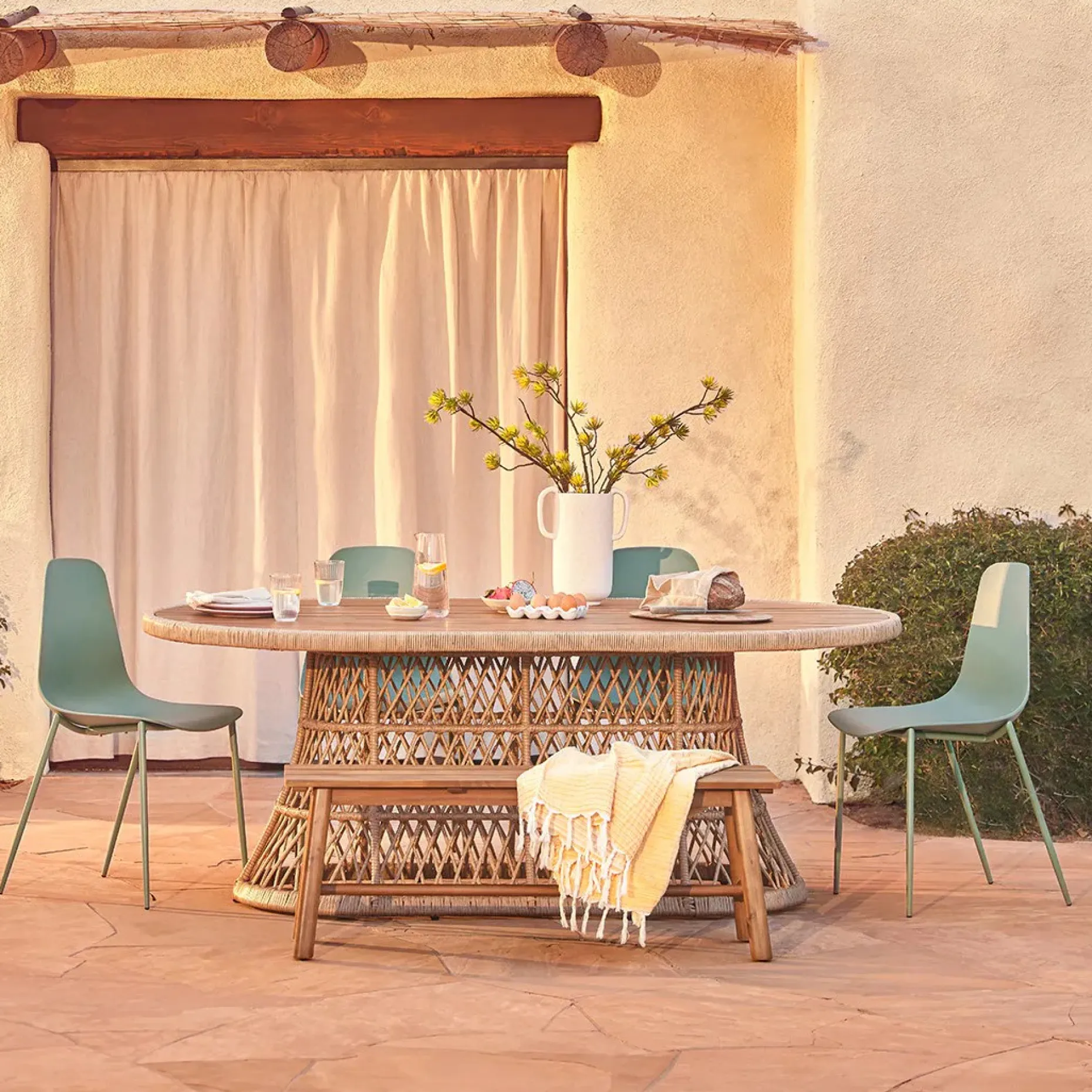 Calliope 78.75" Outdoor Dining Table - Wicker