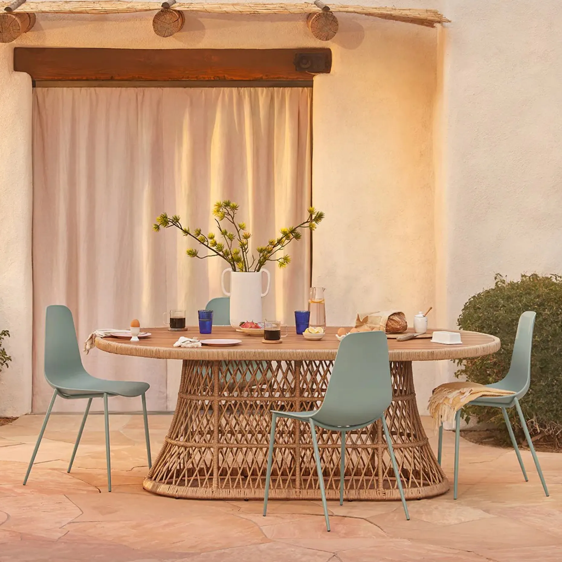 Calliope 78.75" Outdoor Dining Table - Wicker