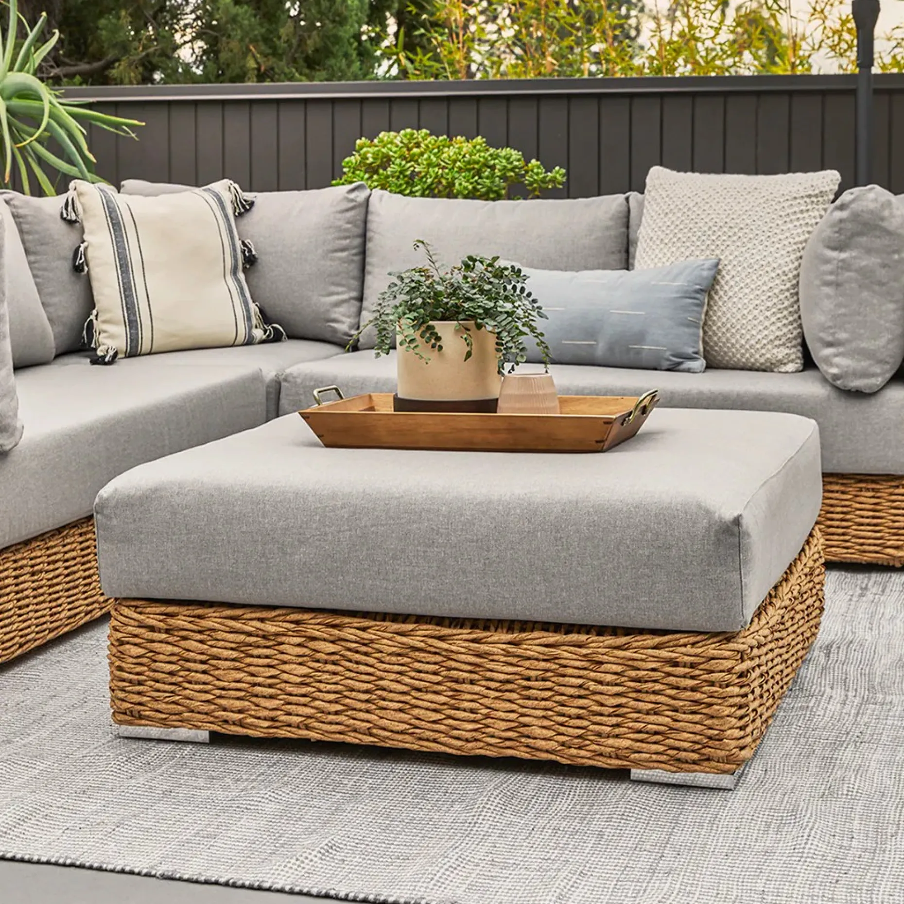 Capra 37.5" Outdoor Ottoman - Beach Sand
